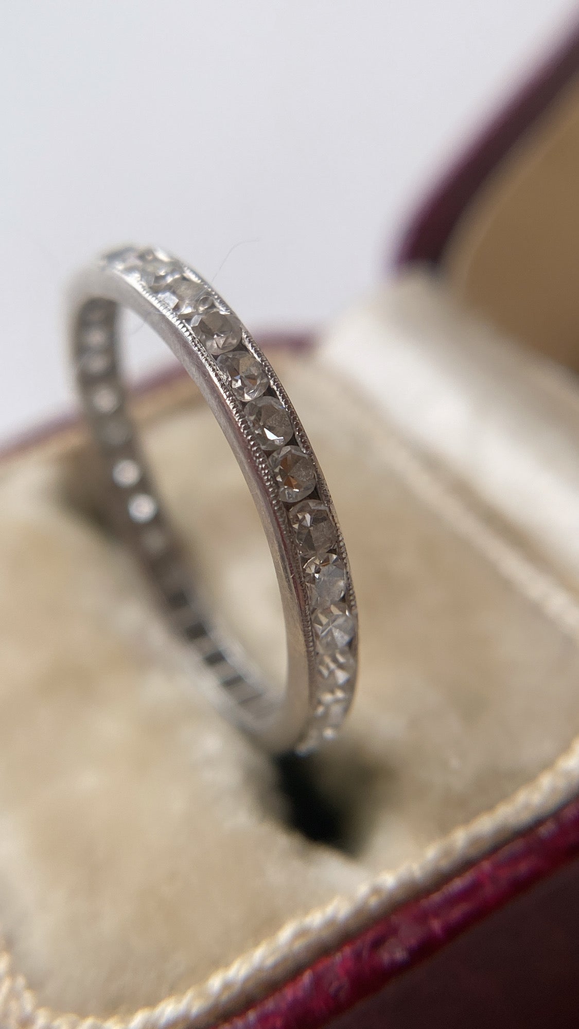 art deco platinum single cut diamond band
