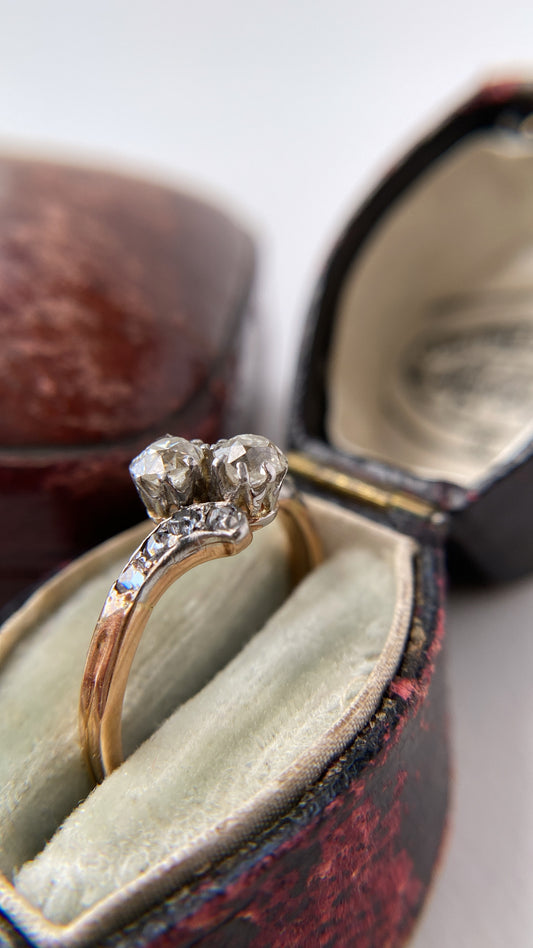 art deco toi et moi diamond ring