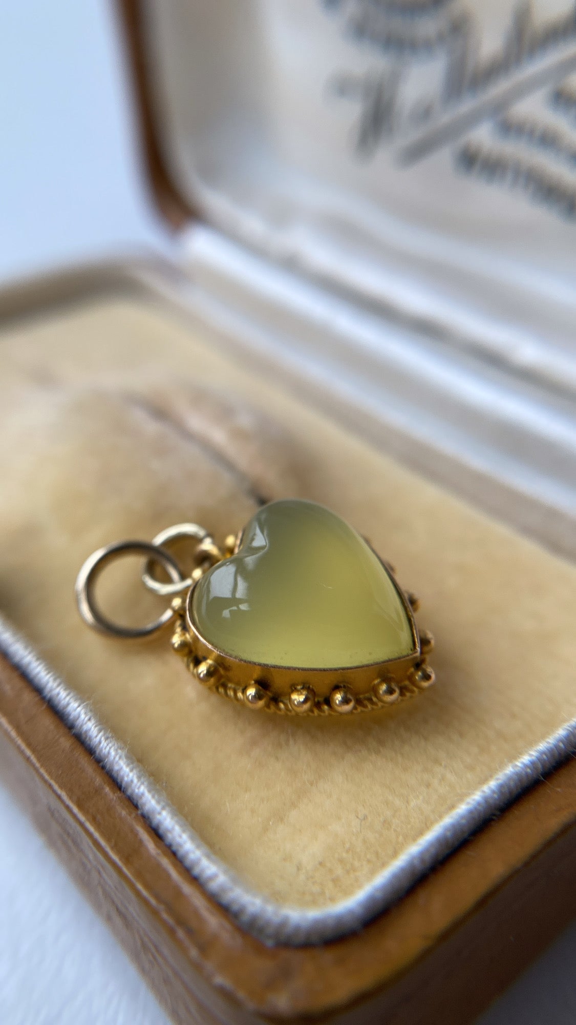 antique chalcedony heart pendant