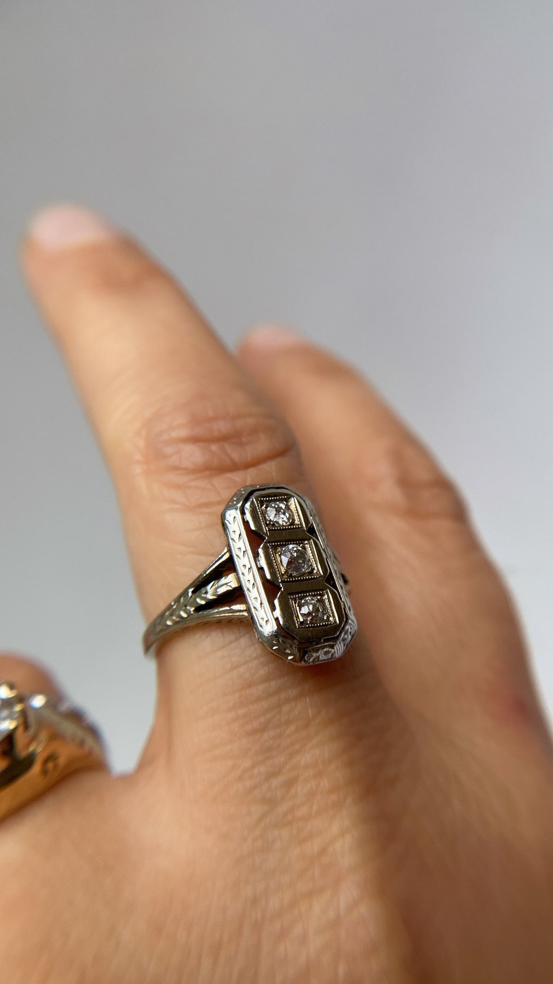 art deco diamond tablet ring