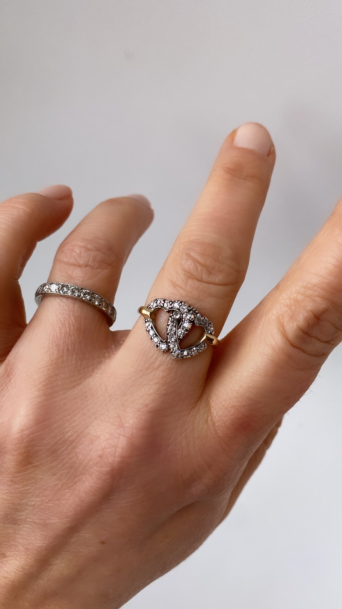 double heart old cut diamond ring