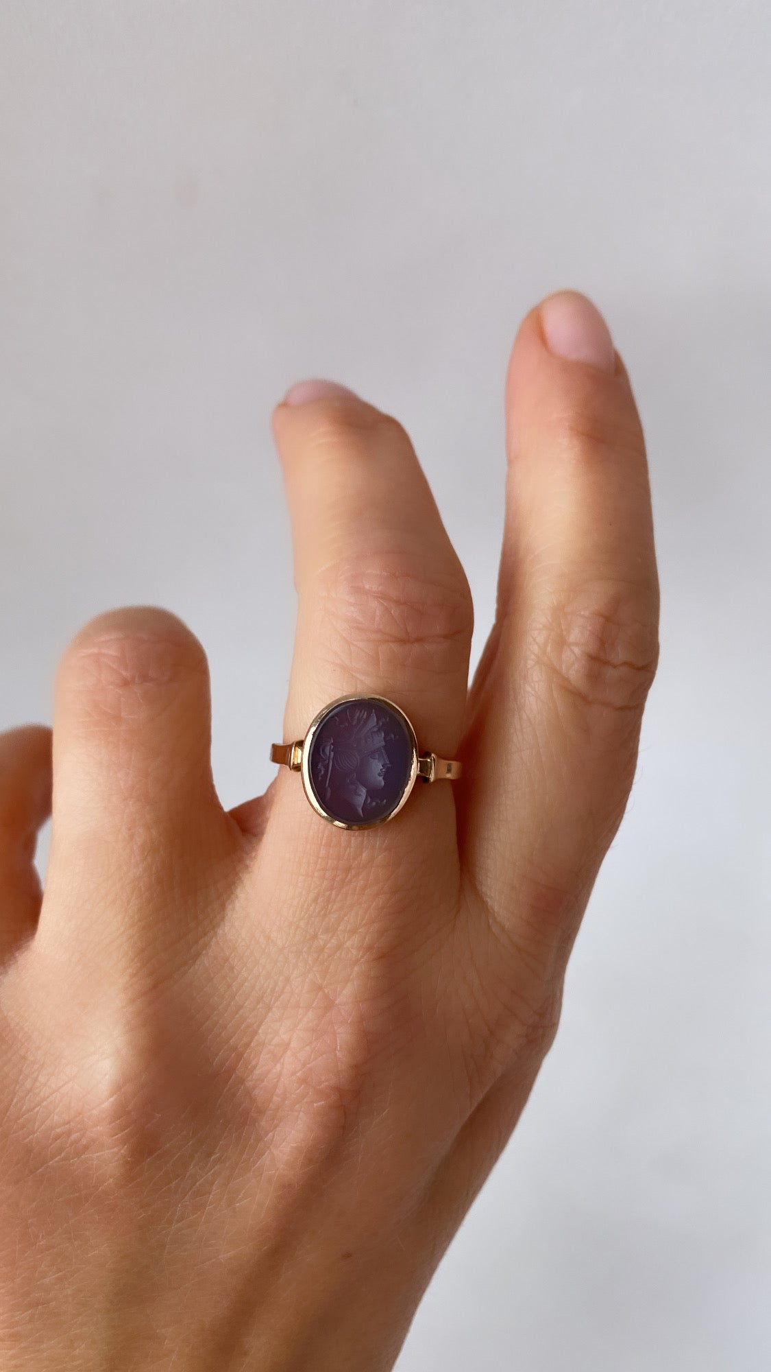 antique blue agate ring