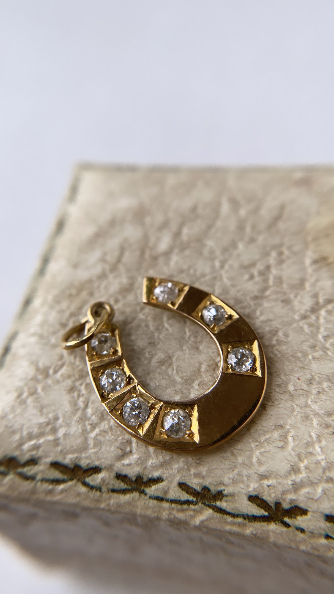 antique lucky horseshoe diamond charm