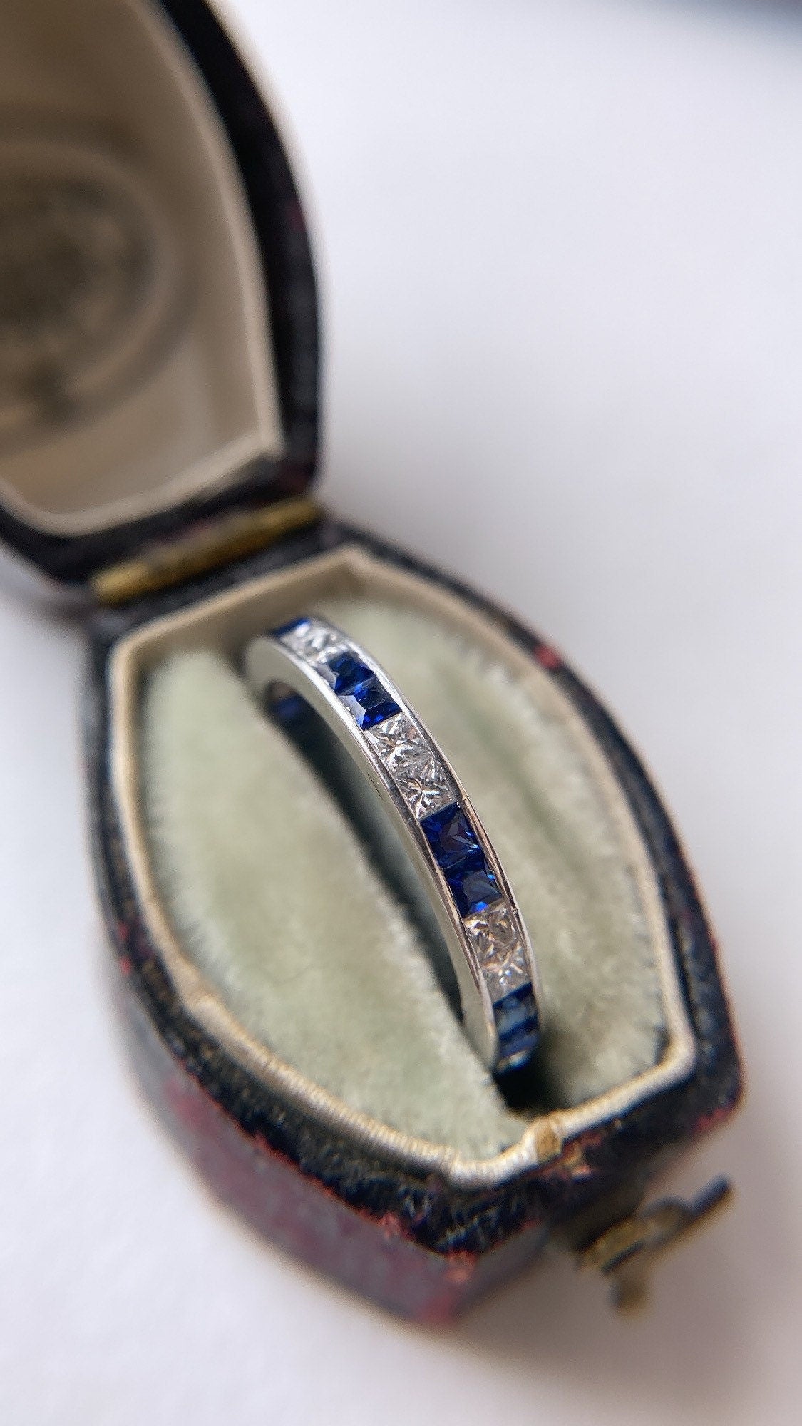 vintage diamond and sapphire eternity band