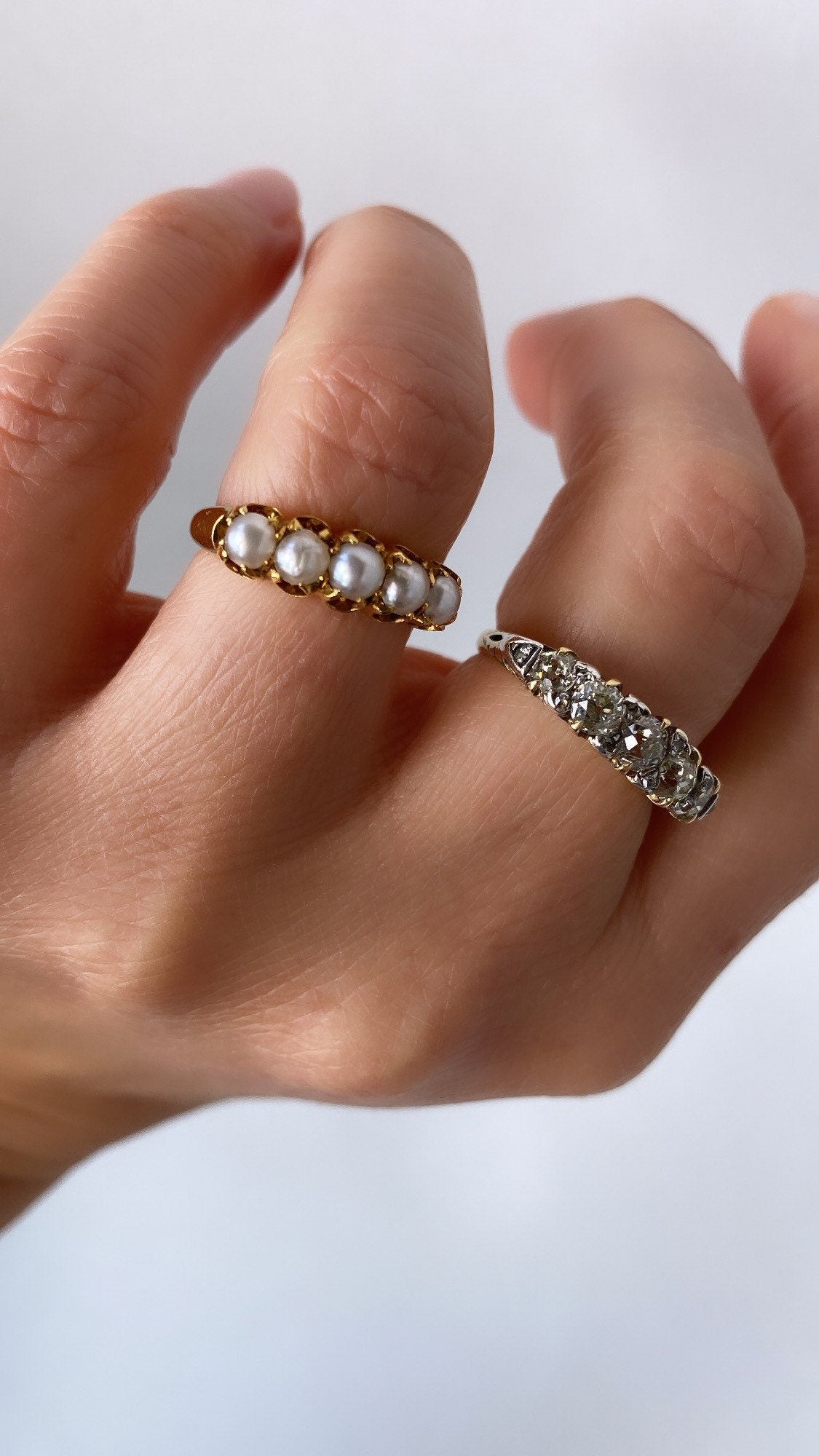 antique pearl half hoop