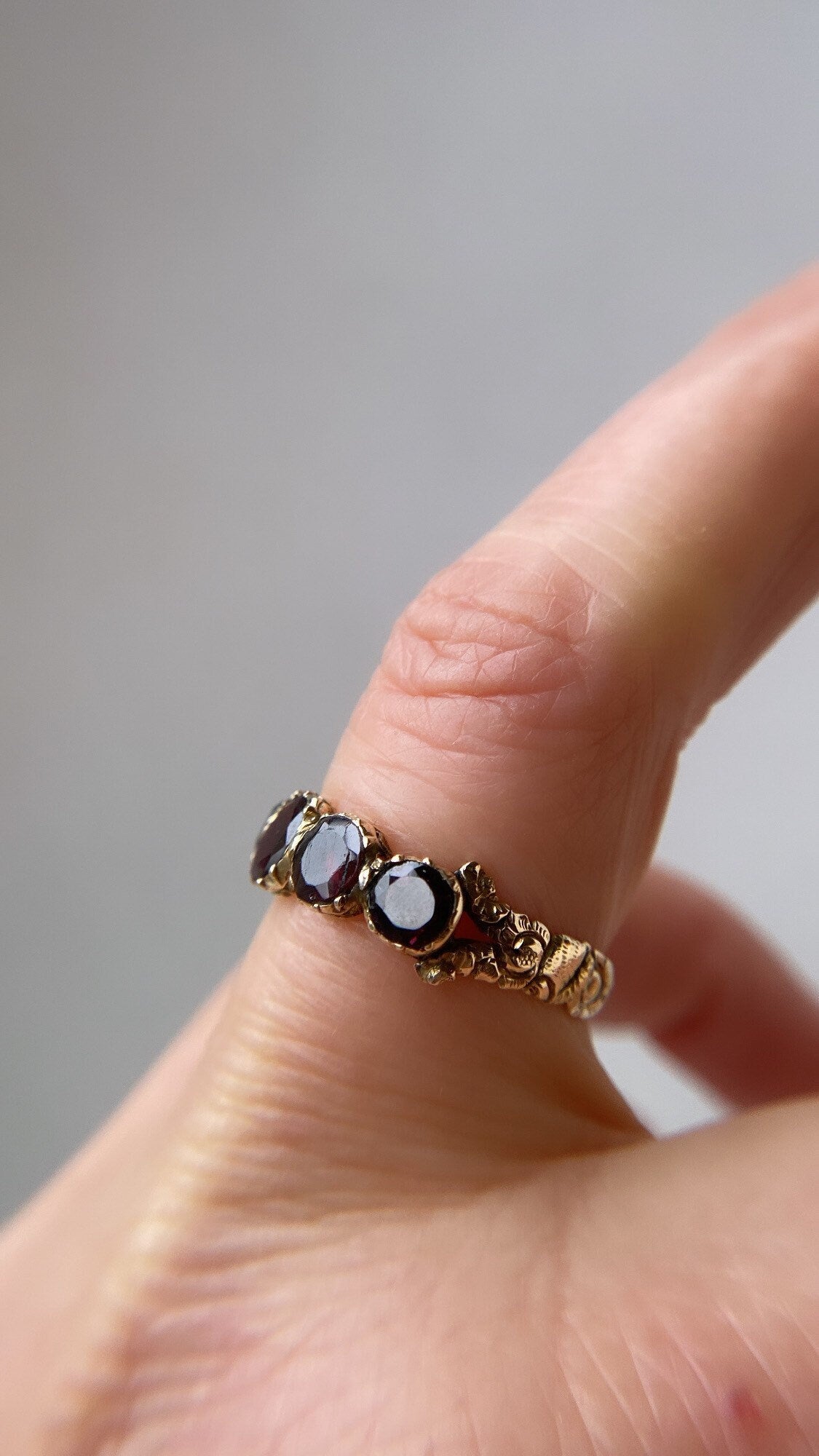 georgian garnet half hoop