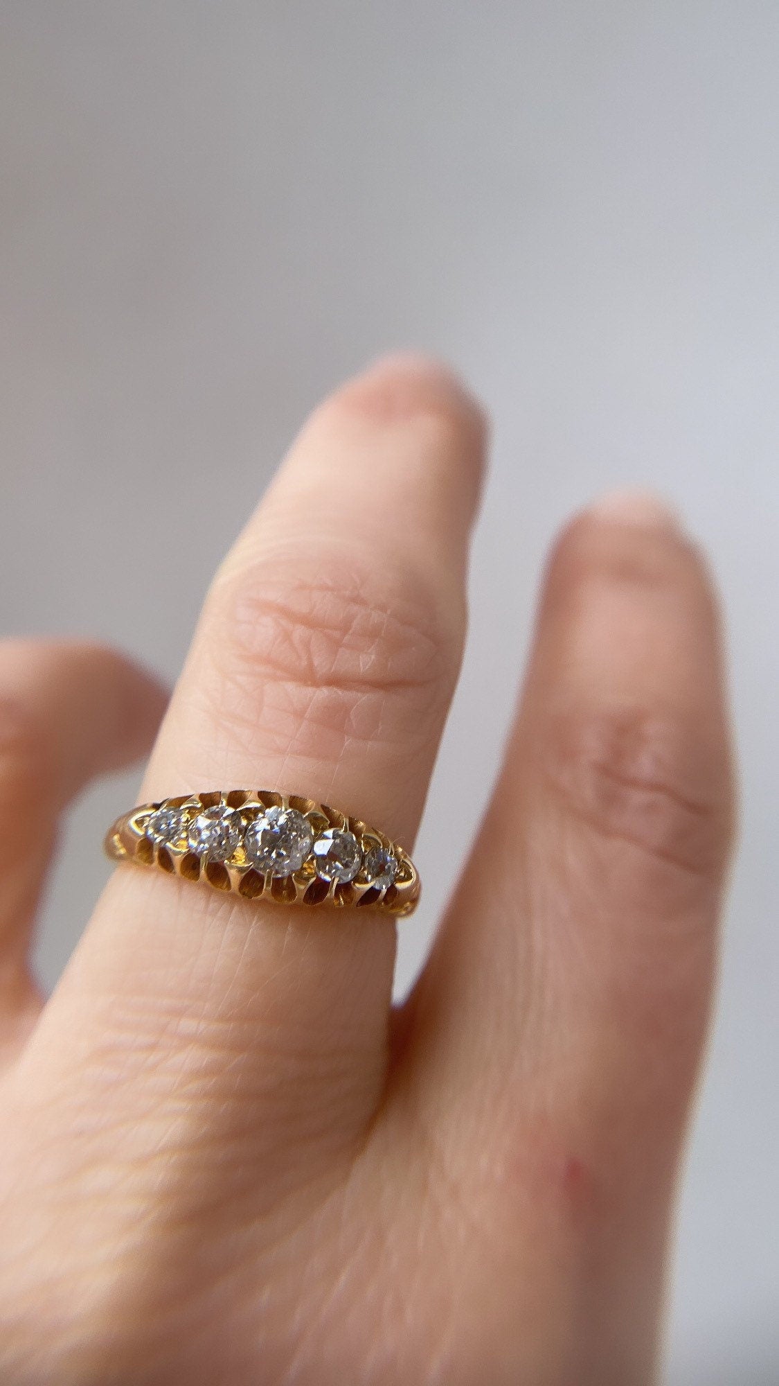 antique old cut diamond boat ring