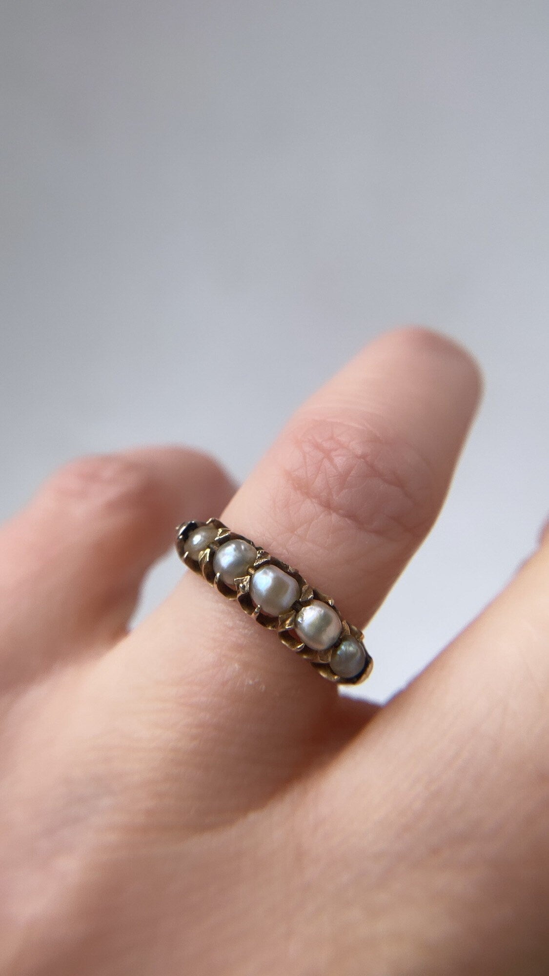 antique pearl half hoop