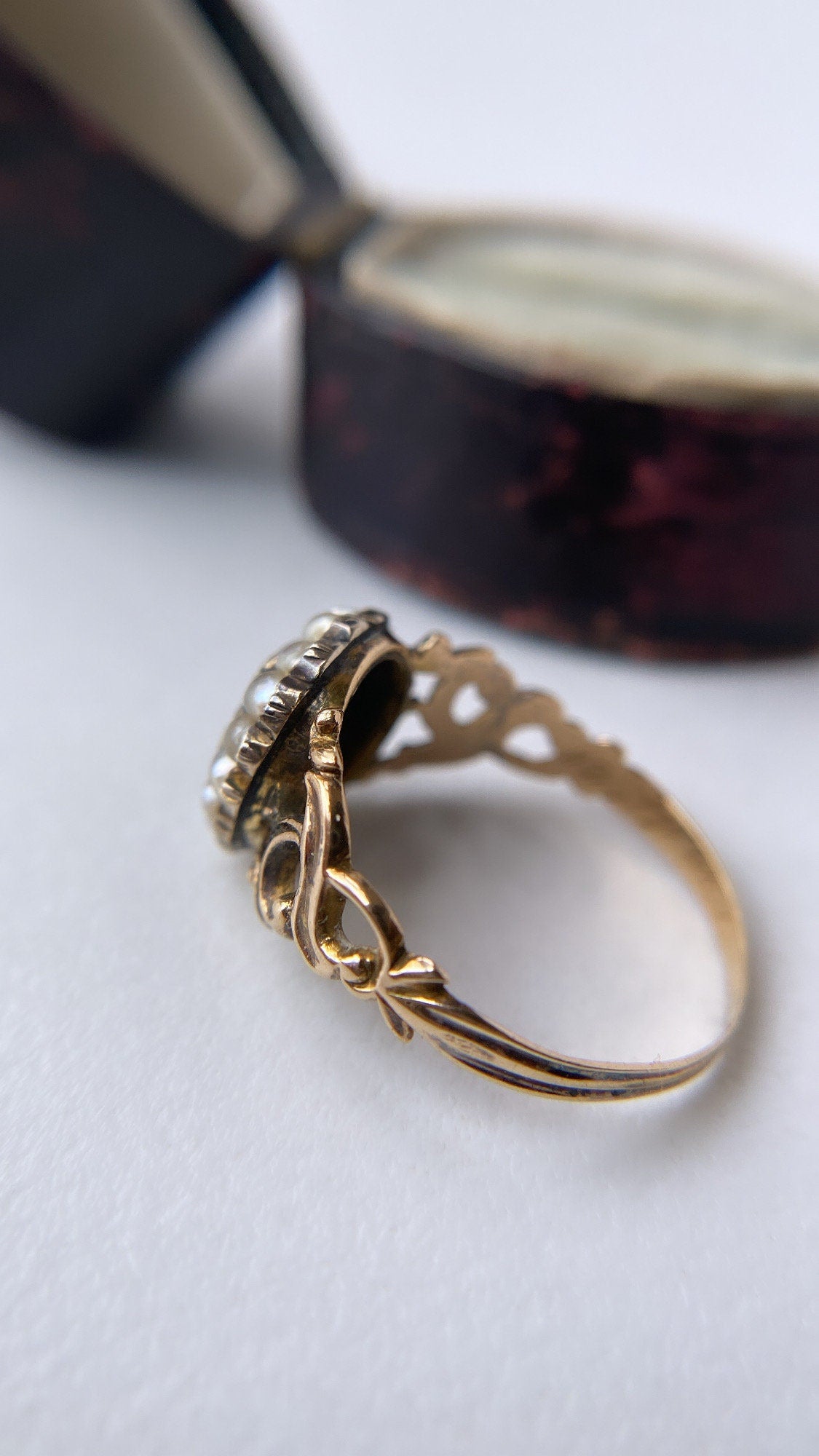 antique sapphire & pearl cluster