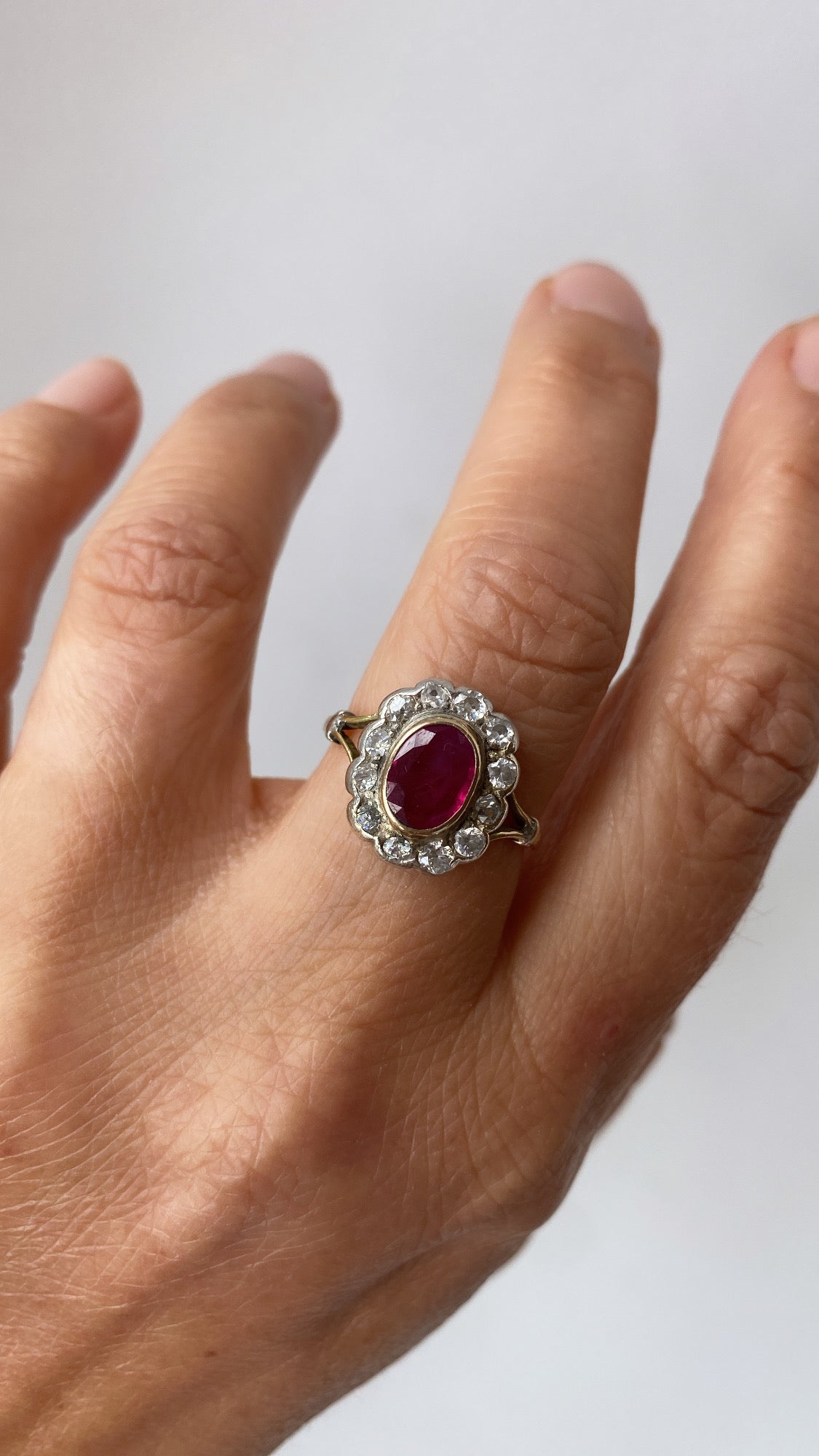 antique ruby and diamond cluster