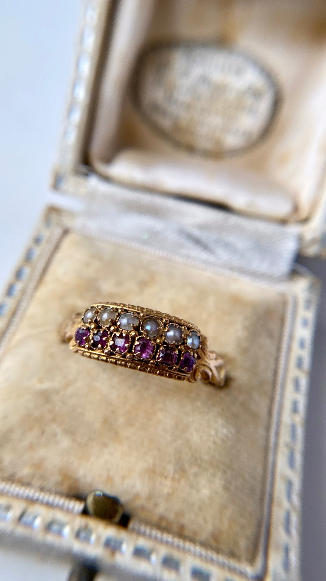 two row ruby and pearl band