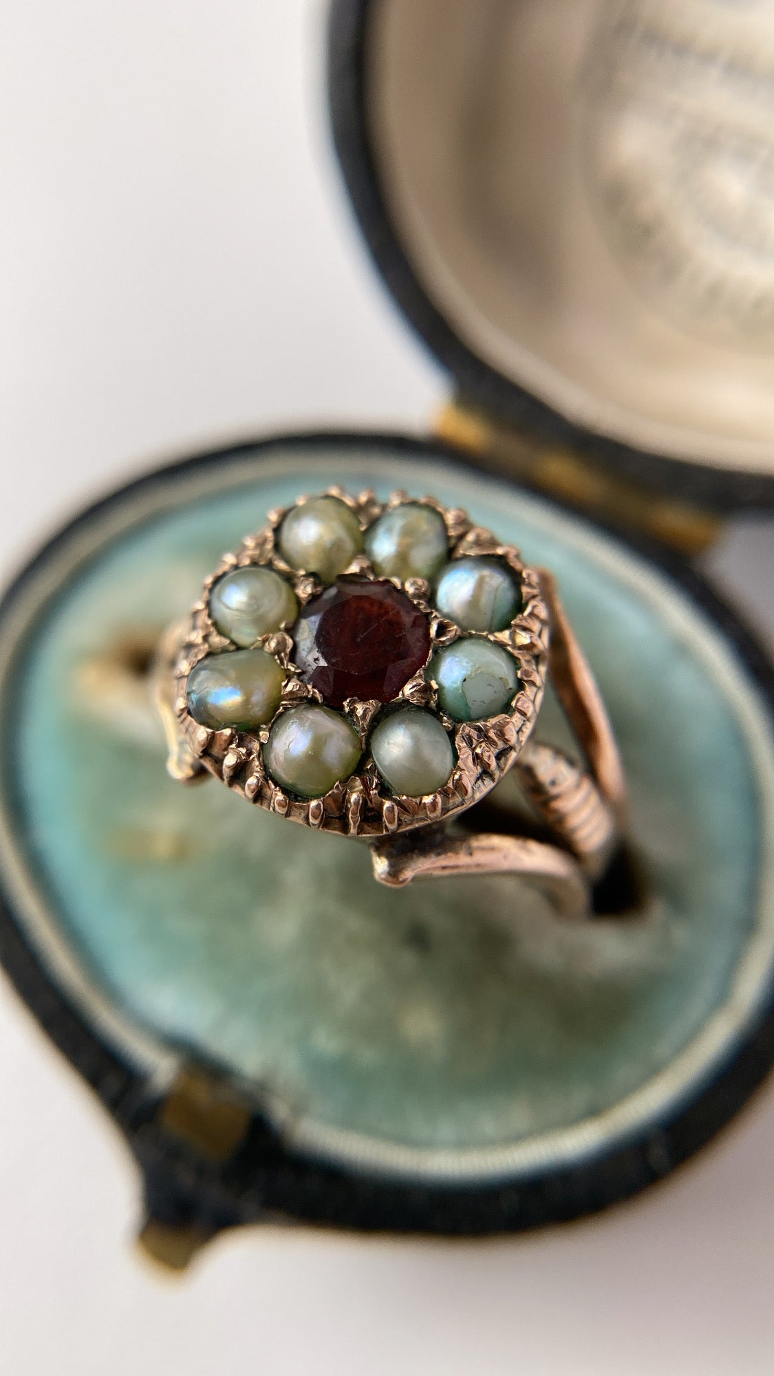 antique garnet and seed pearl cluster