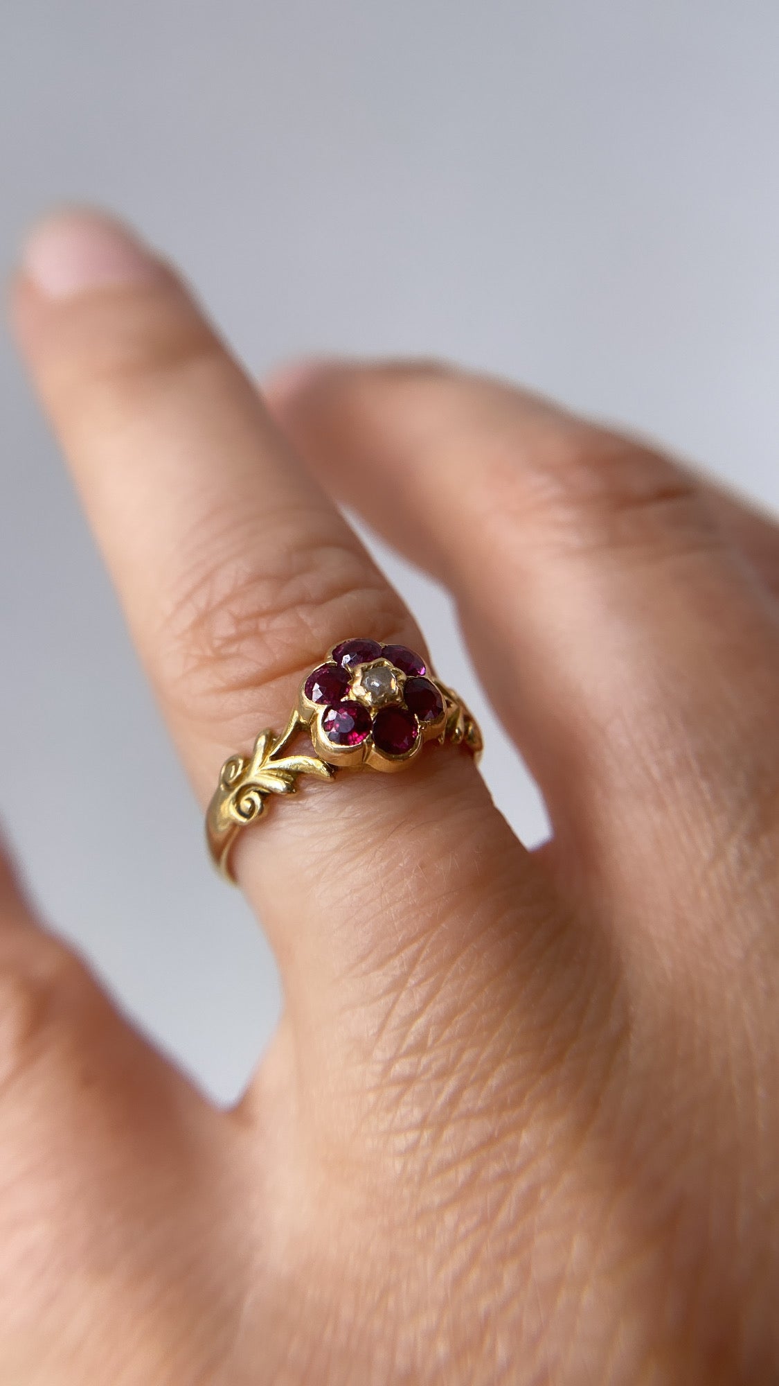 antique ruby and diamond daisy cluster