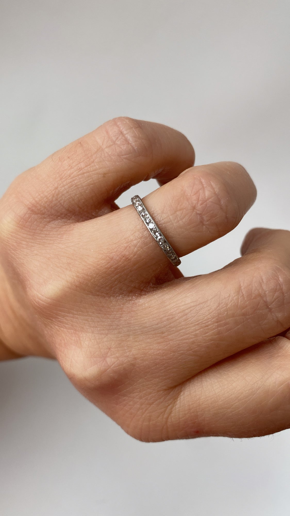 art deco platinum single cut diamond band