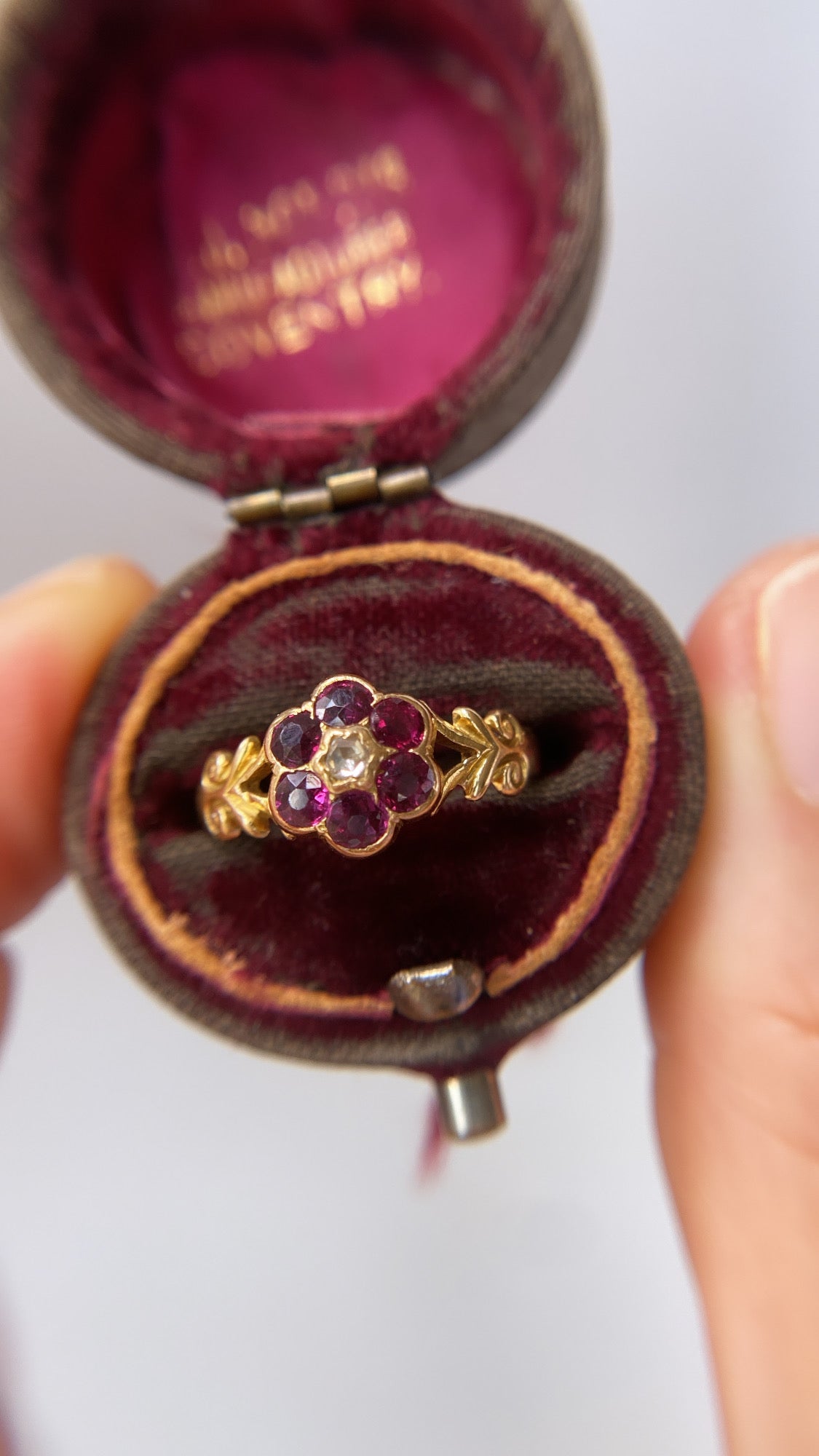 antique ruby and diamond daisy cluster
