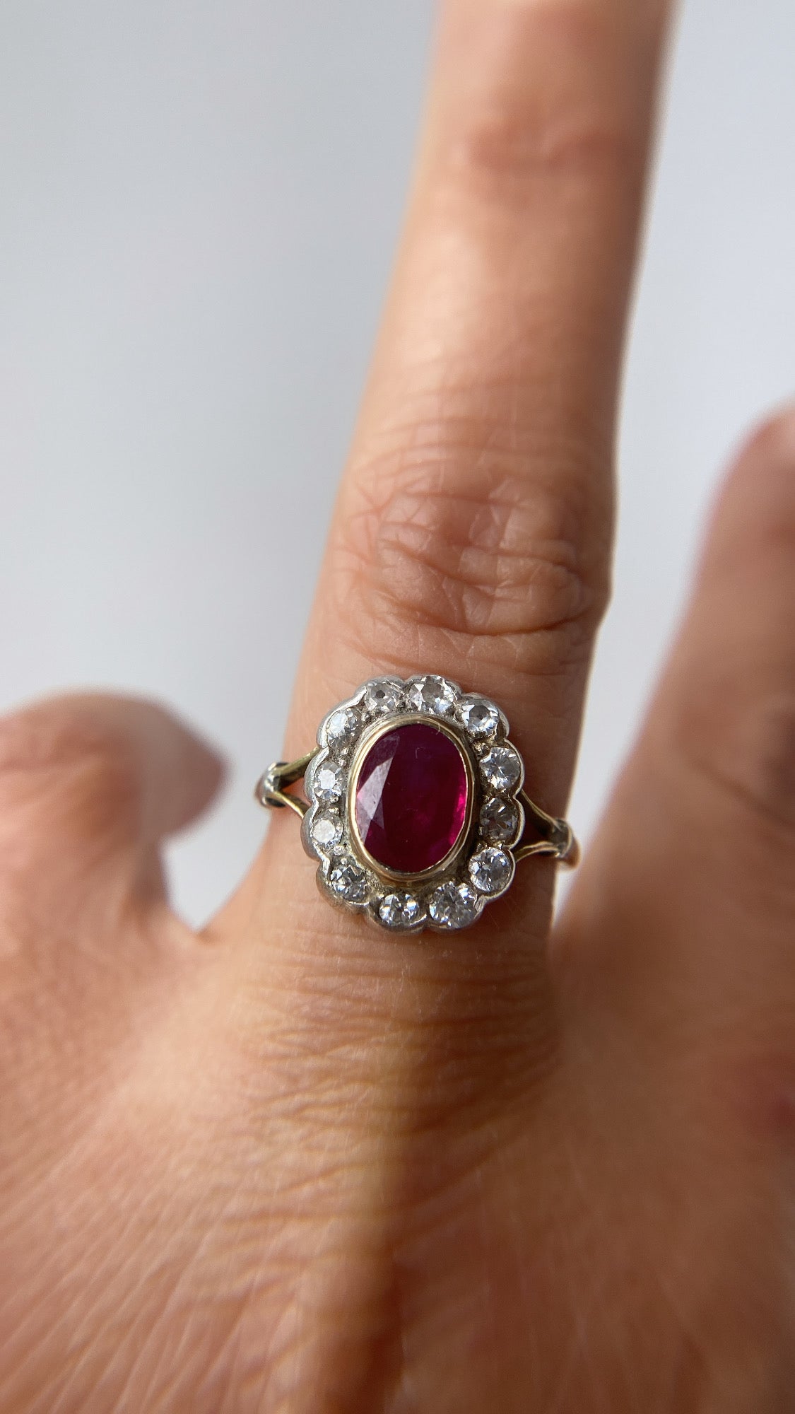antique ruby and diamond cluster