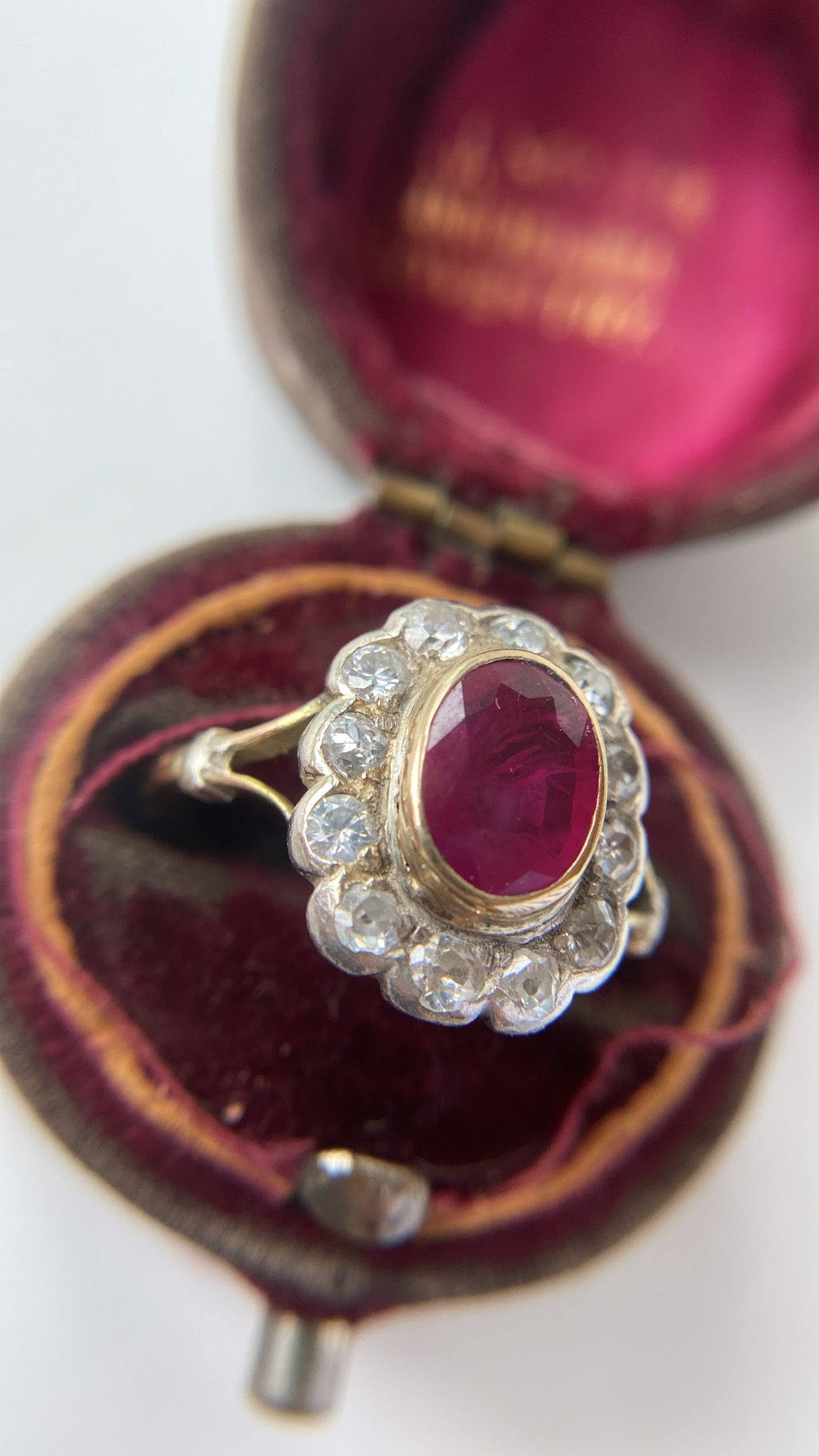 antique ruby and diamond cluster