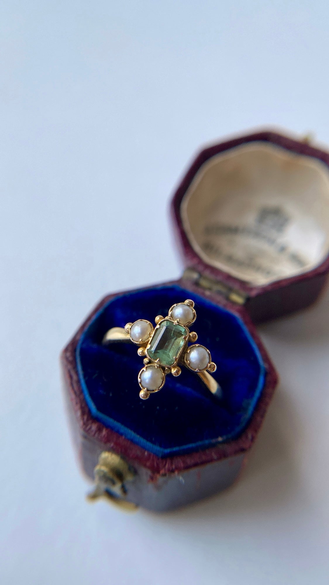 antique emerald and pearl ring