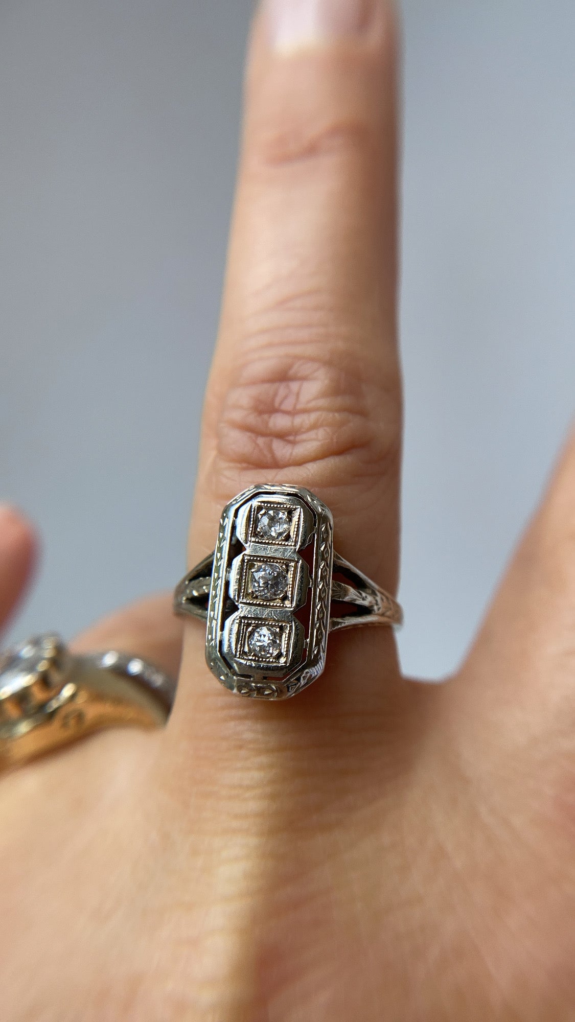art deco diamond tablet ring