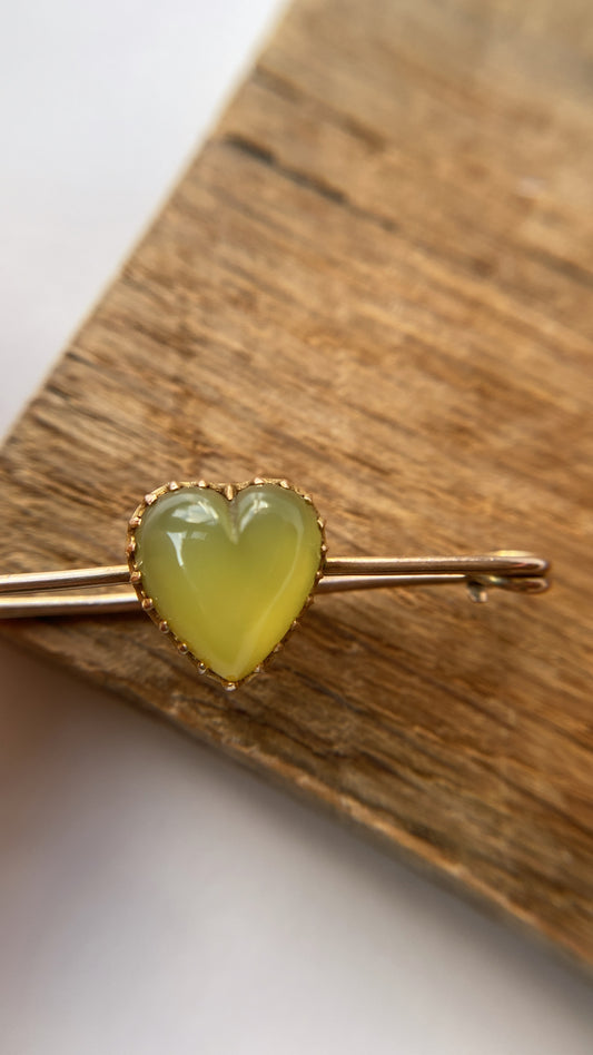 the antique chalcedony heart pin