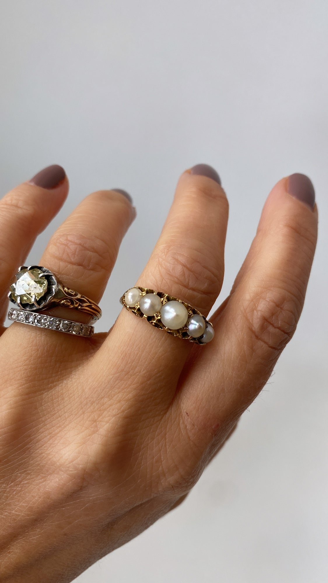 antique Victorian pearl half hoop