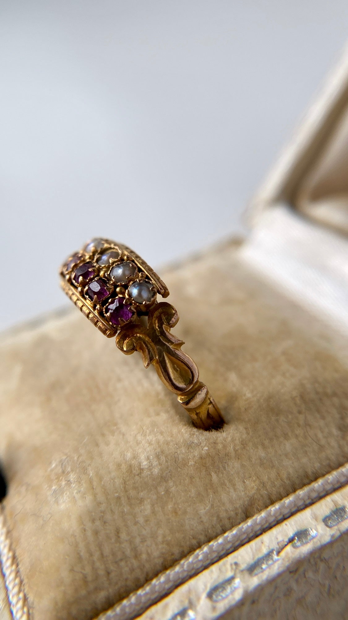 two row ruby and pearl band