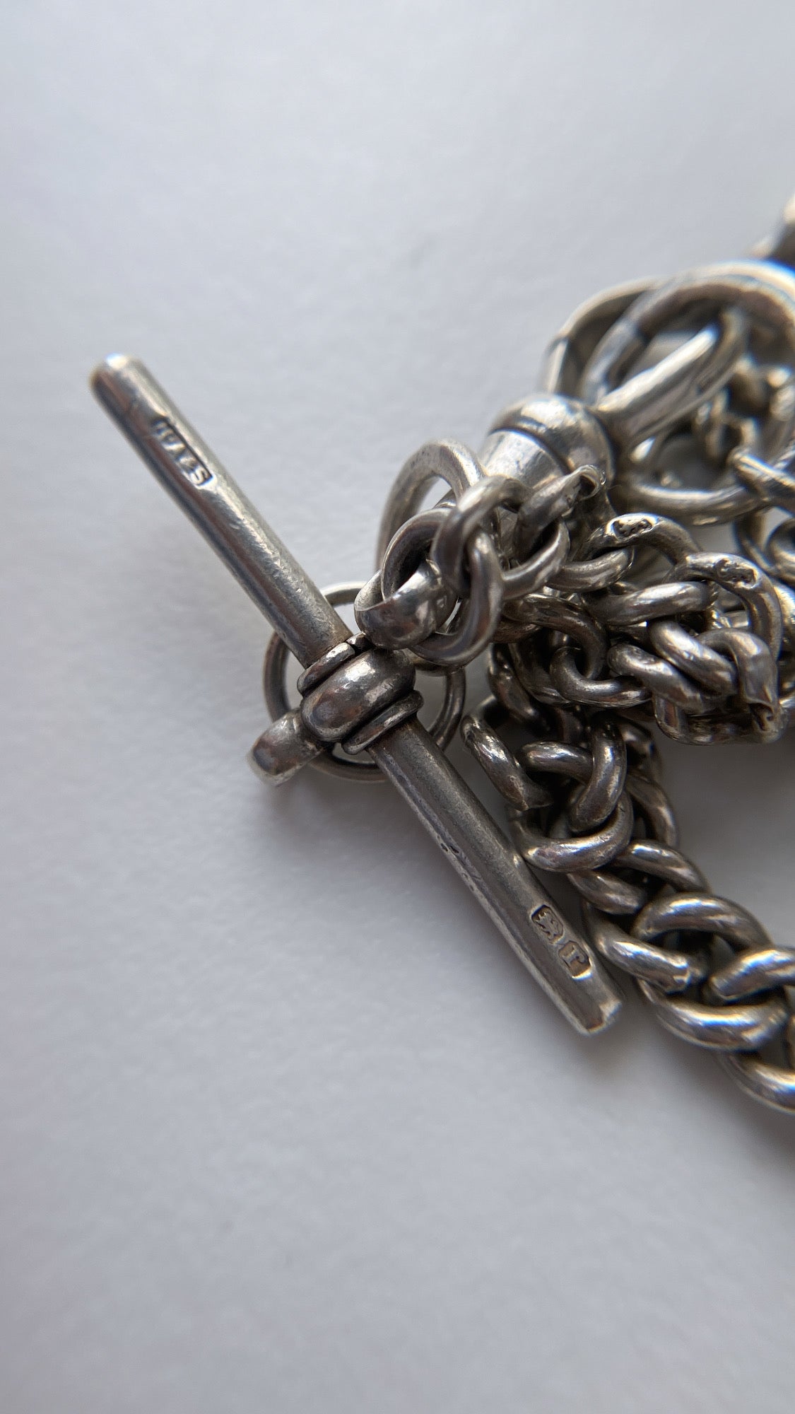 antique sterling silver double Albert chain