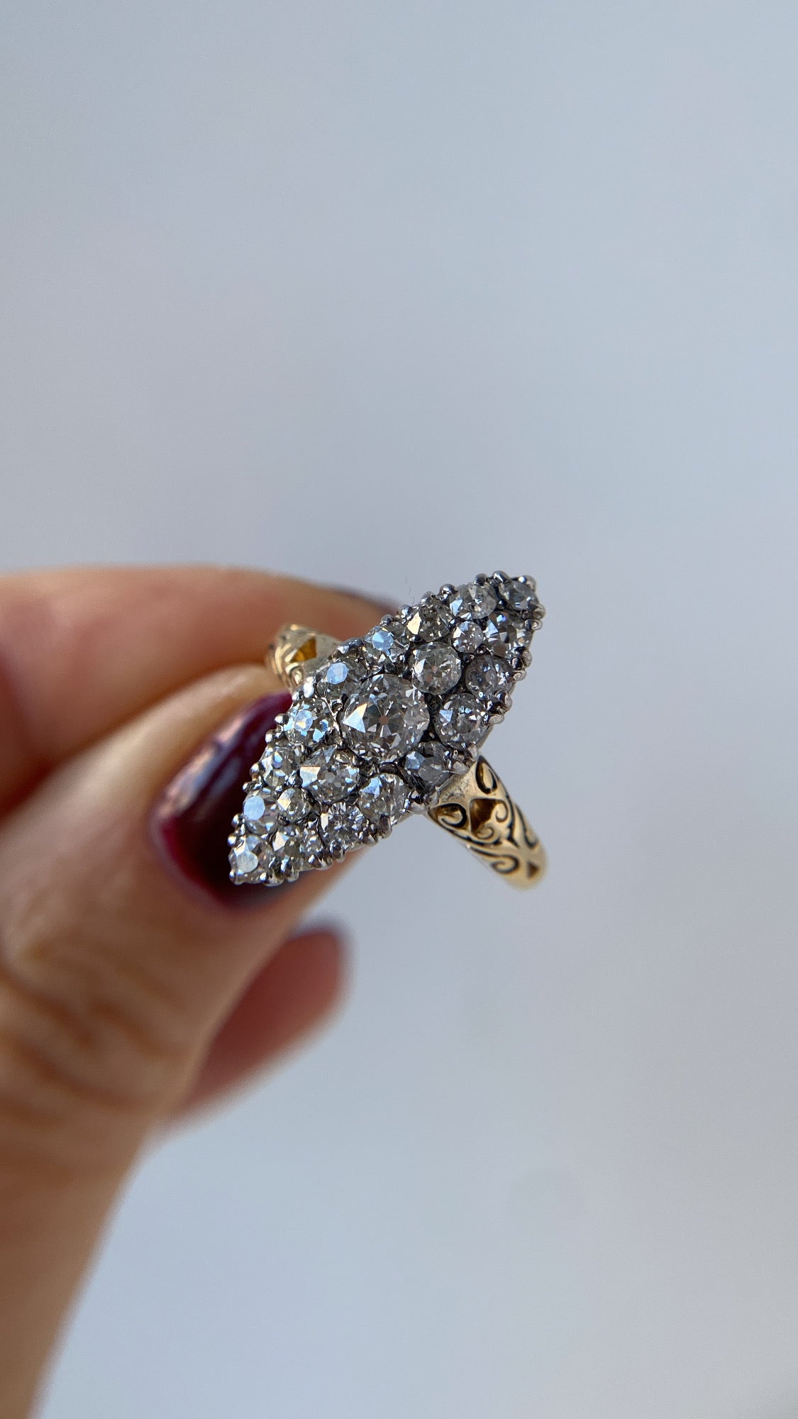 the old mine cut diamond navette