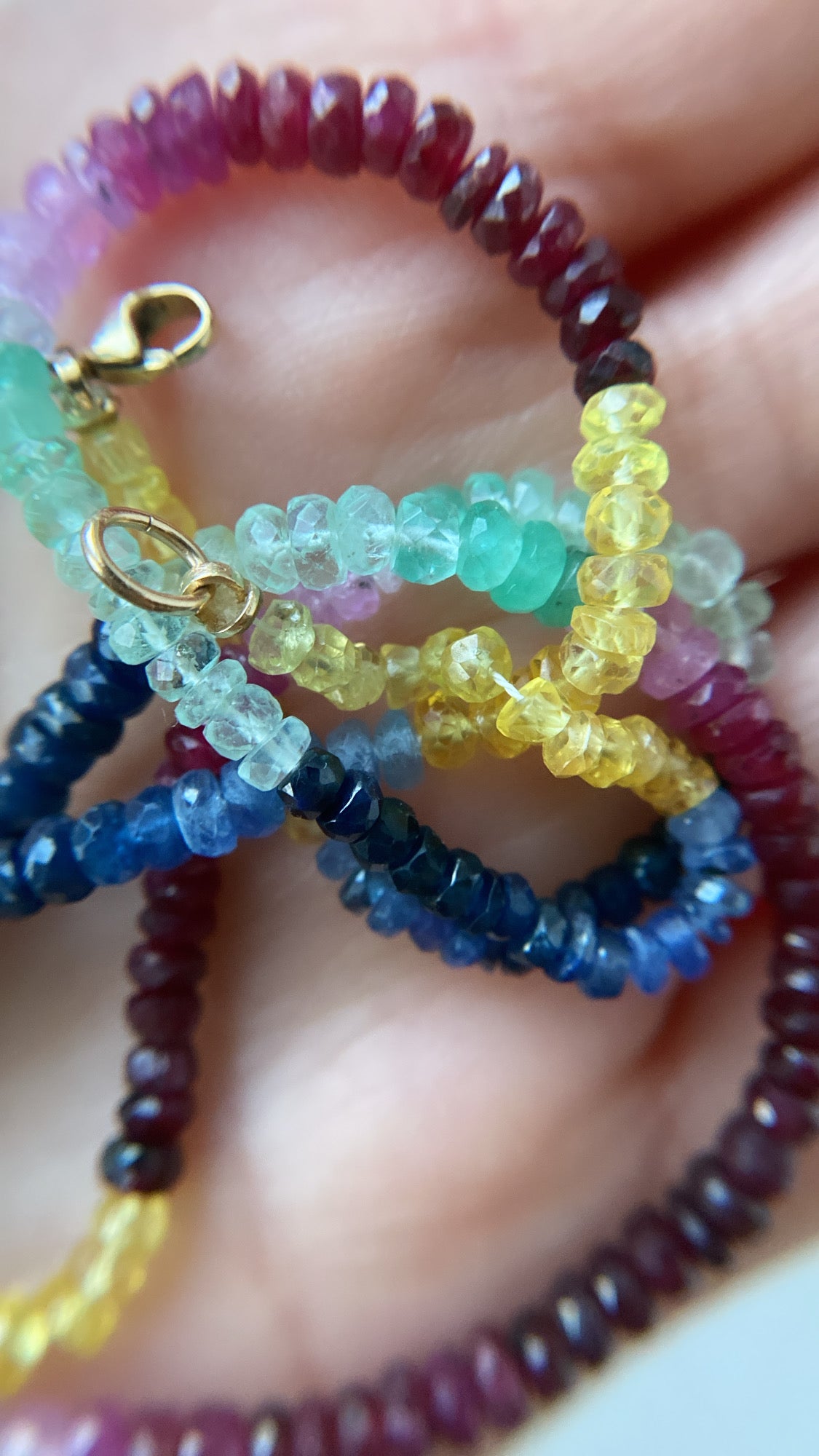 rainbow gem bead necklace