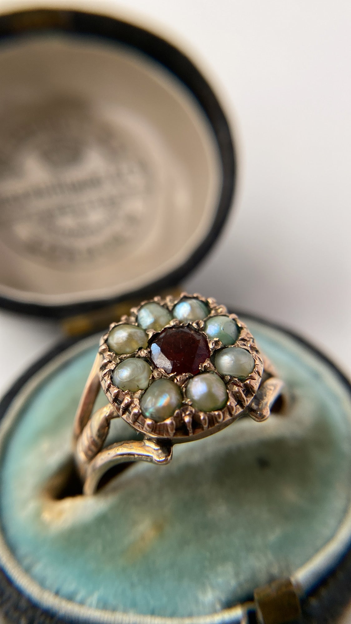 antique garnet and seed pearl cluster