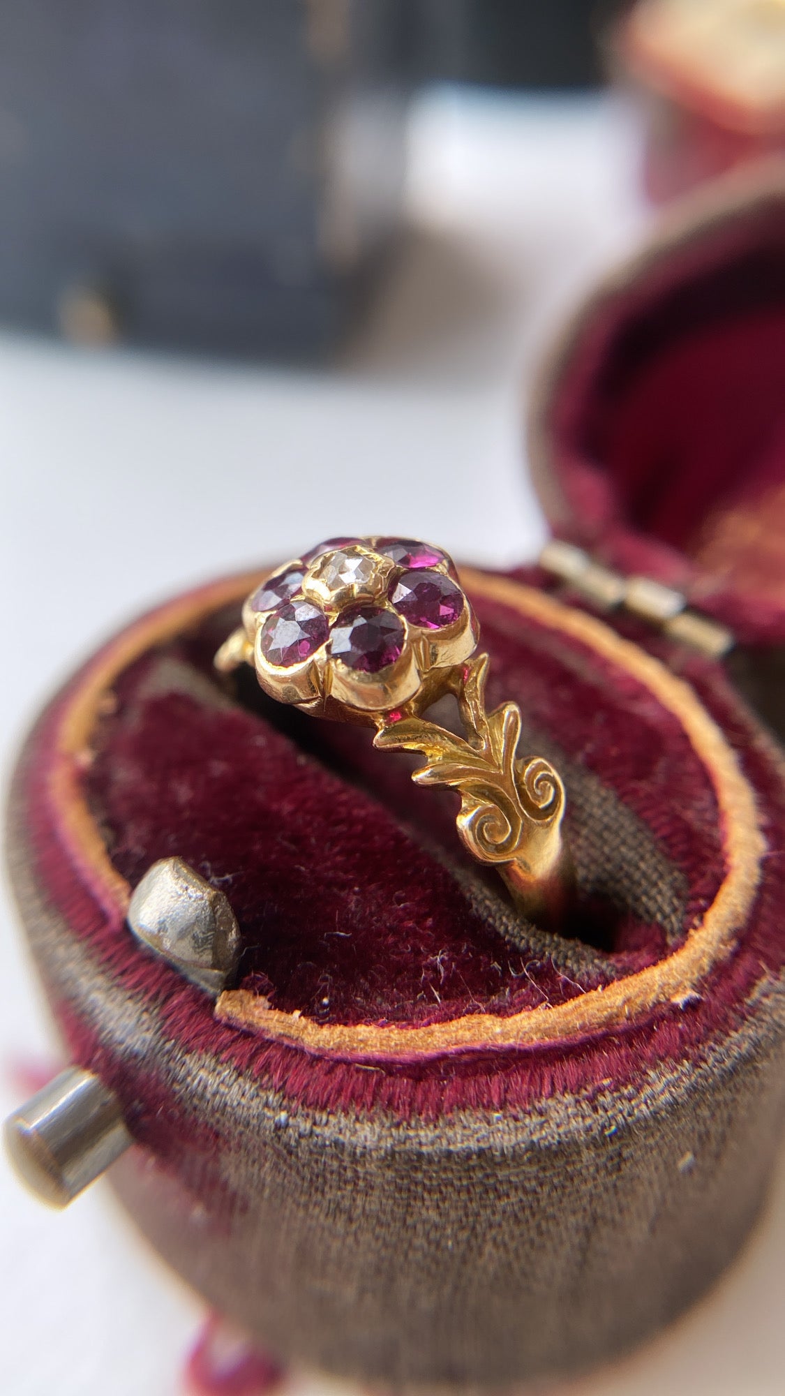 antique ruby and diamond daisy cluster