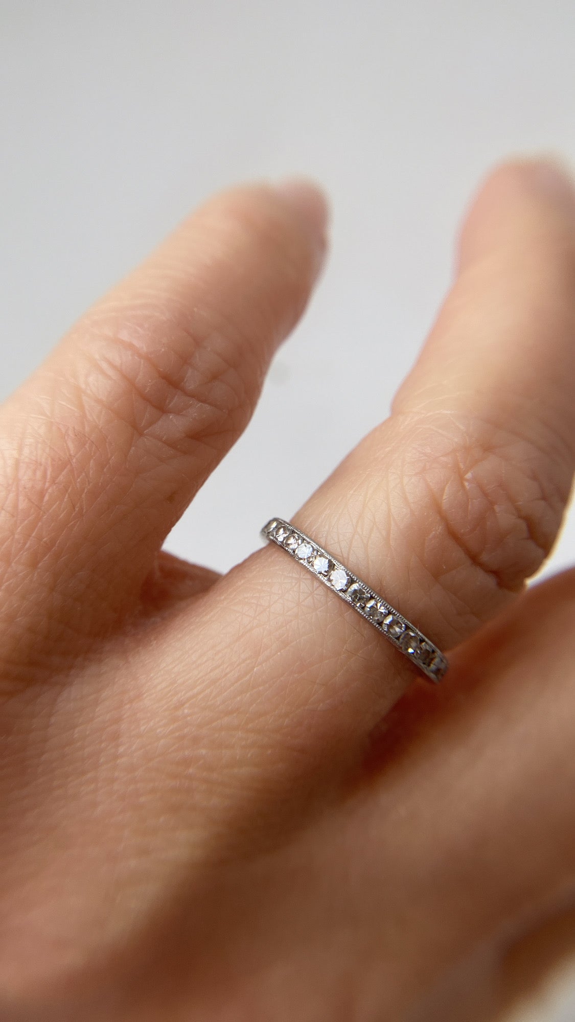art deco platinum single cut diamond band