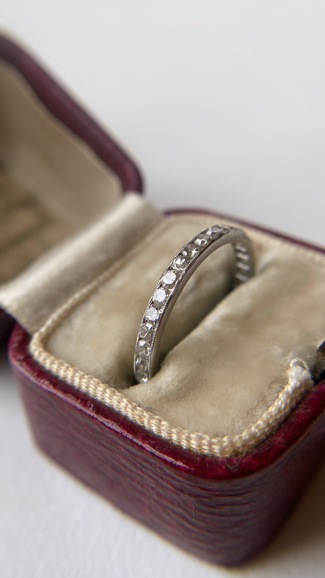 art deco platinum single cut diamond band