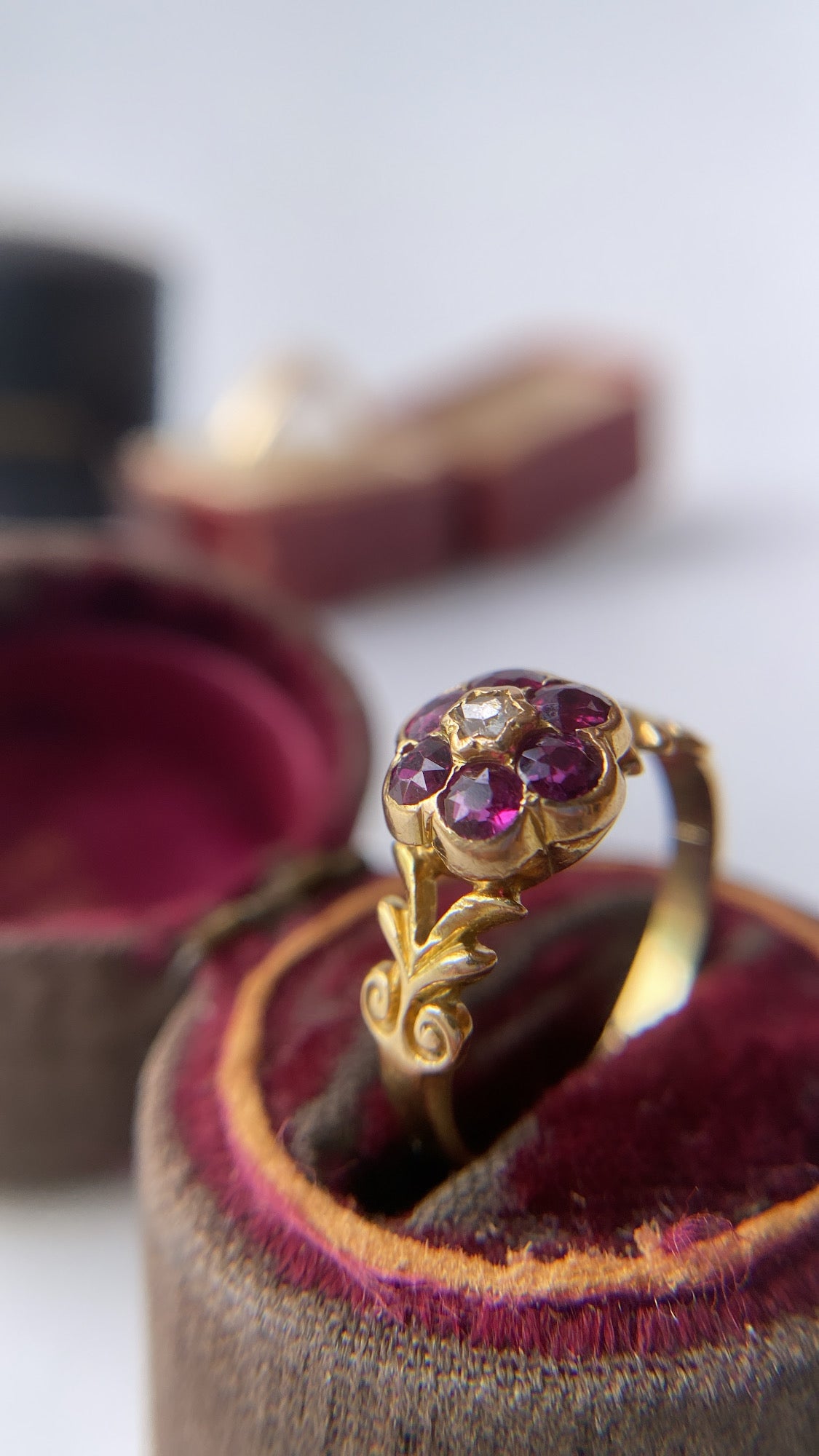antique ruby and diamond daisy cluster