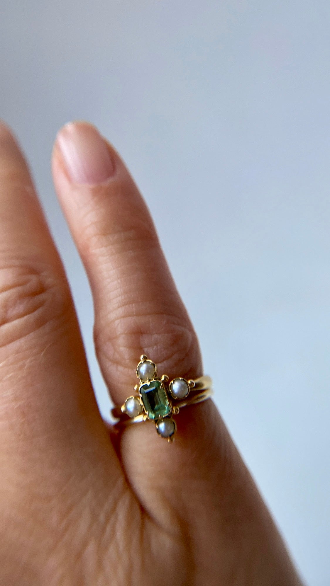 antique emerald and pearl ring