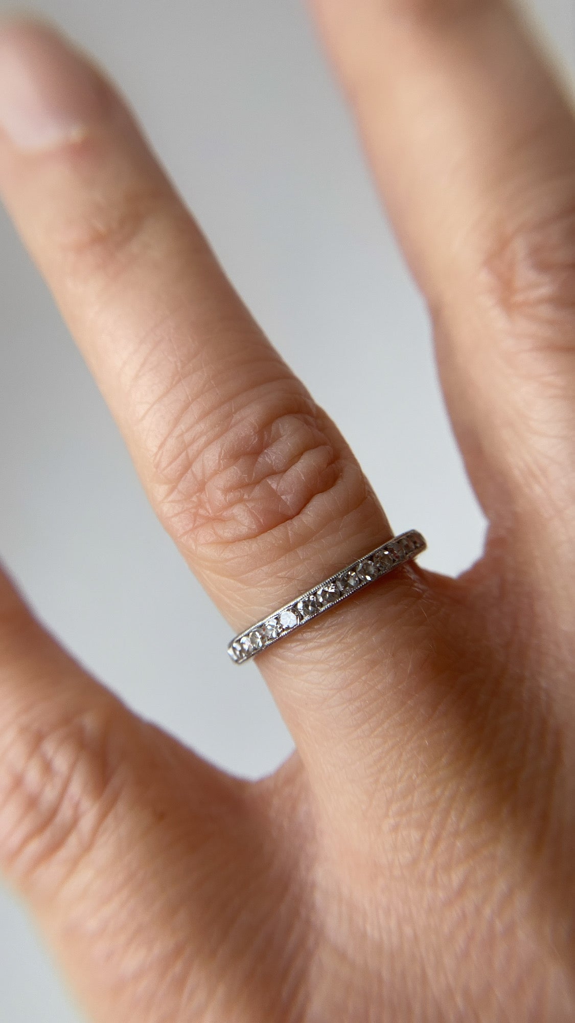 art deco platinum single cut diamond band