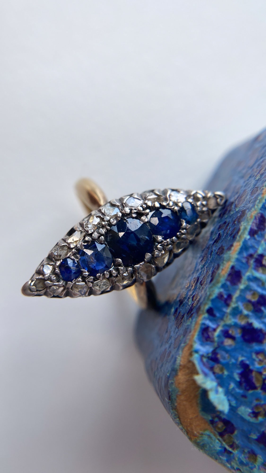 art deco sapphire and diamond navette