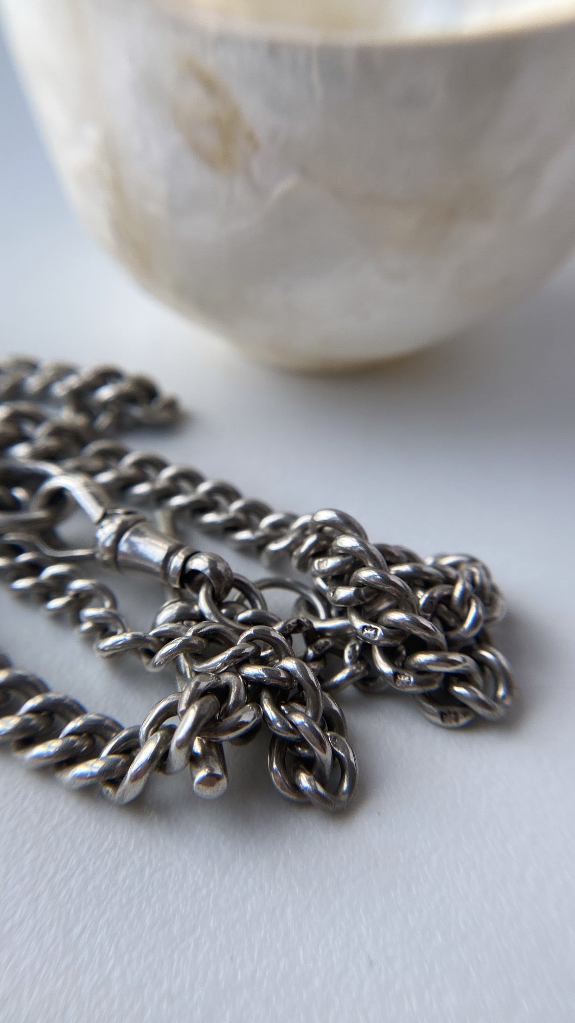 antique sterling silver double Albert chain