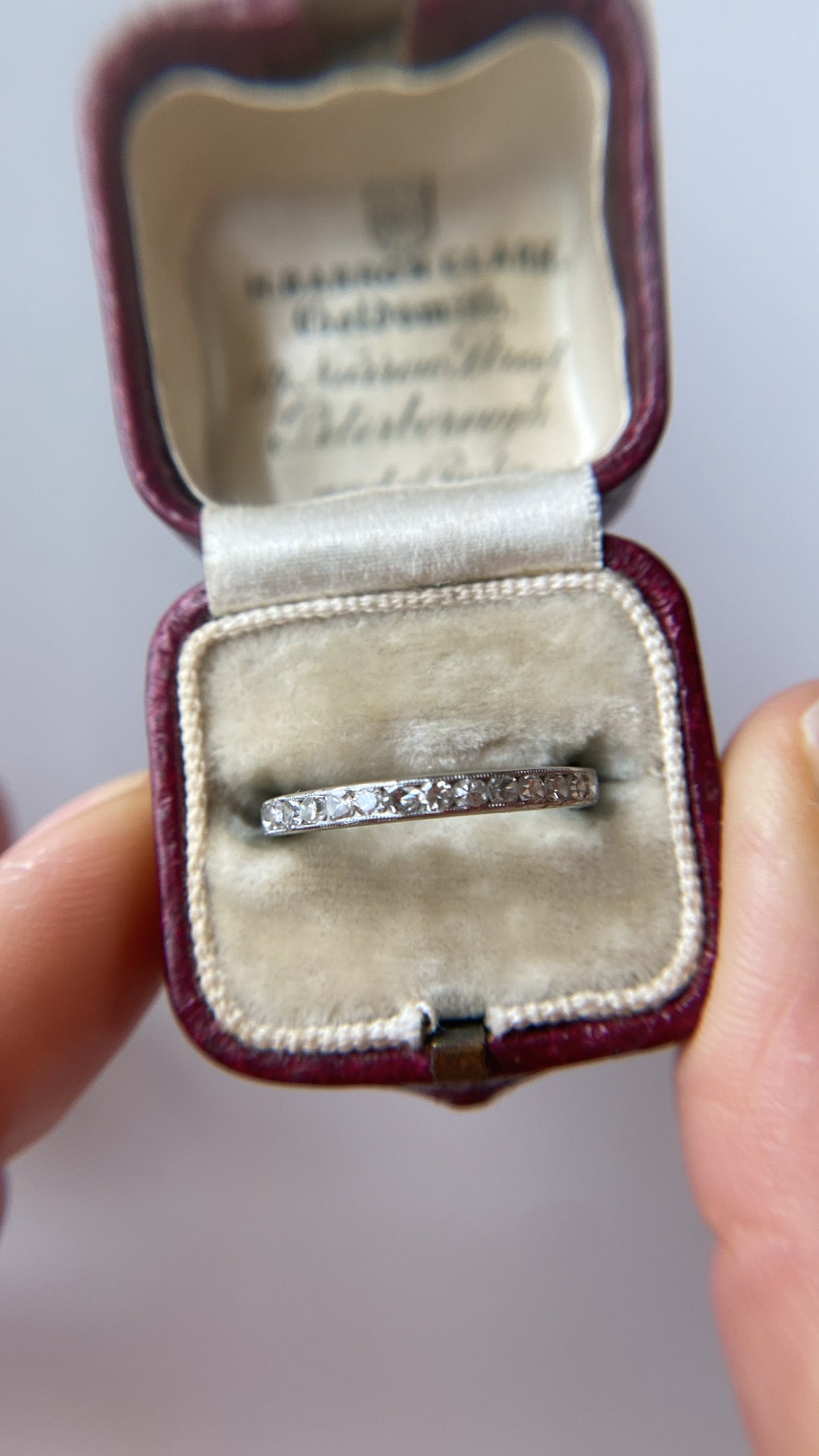 art deco platinum single cut diamond band