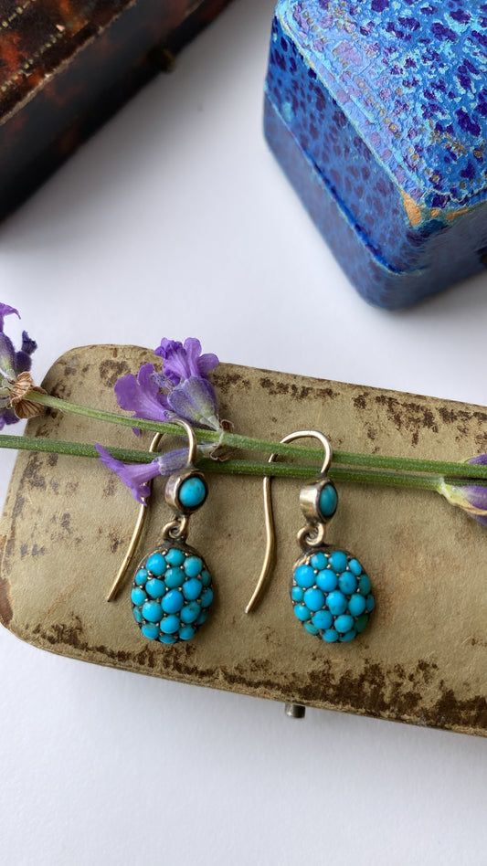 antique pave set turquoise earrings
