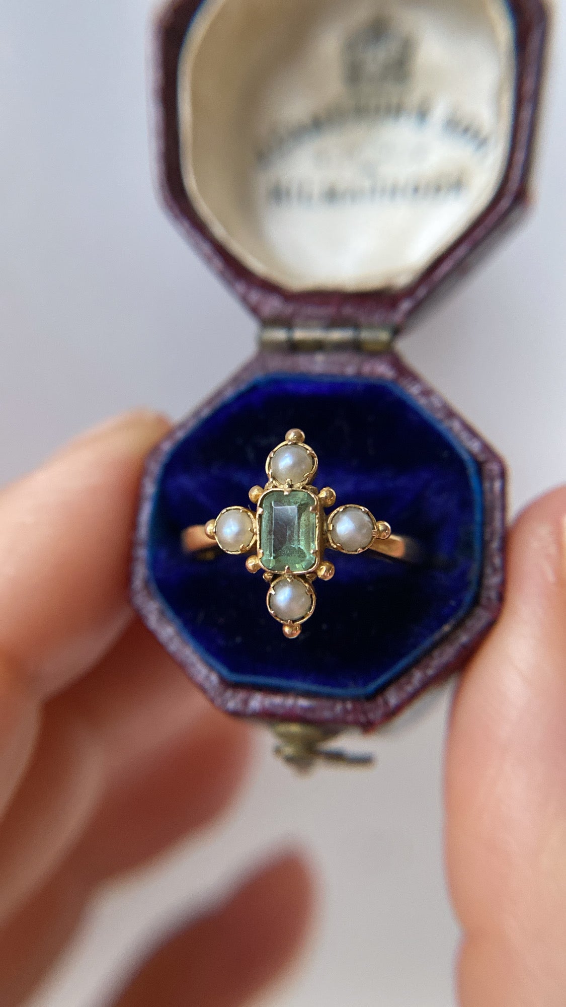 antique emerald and pearl ring