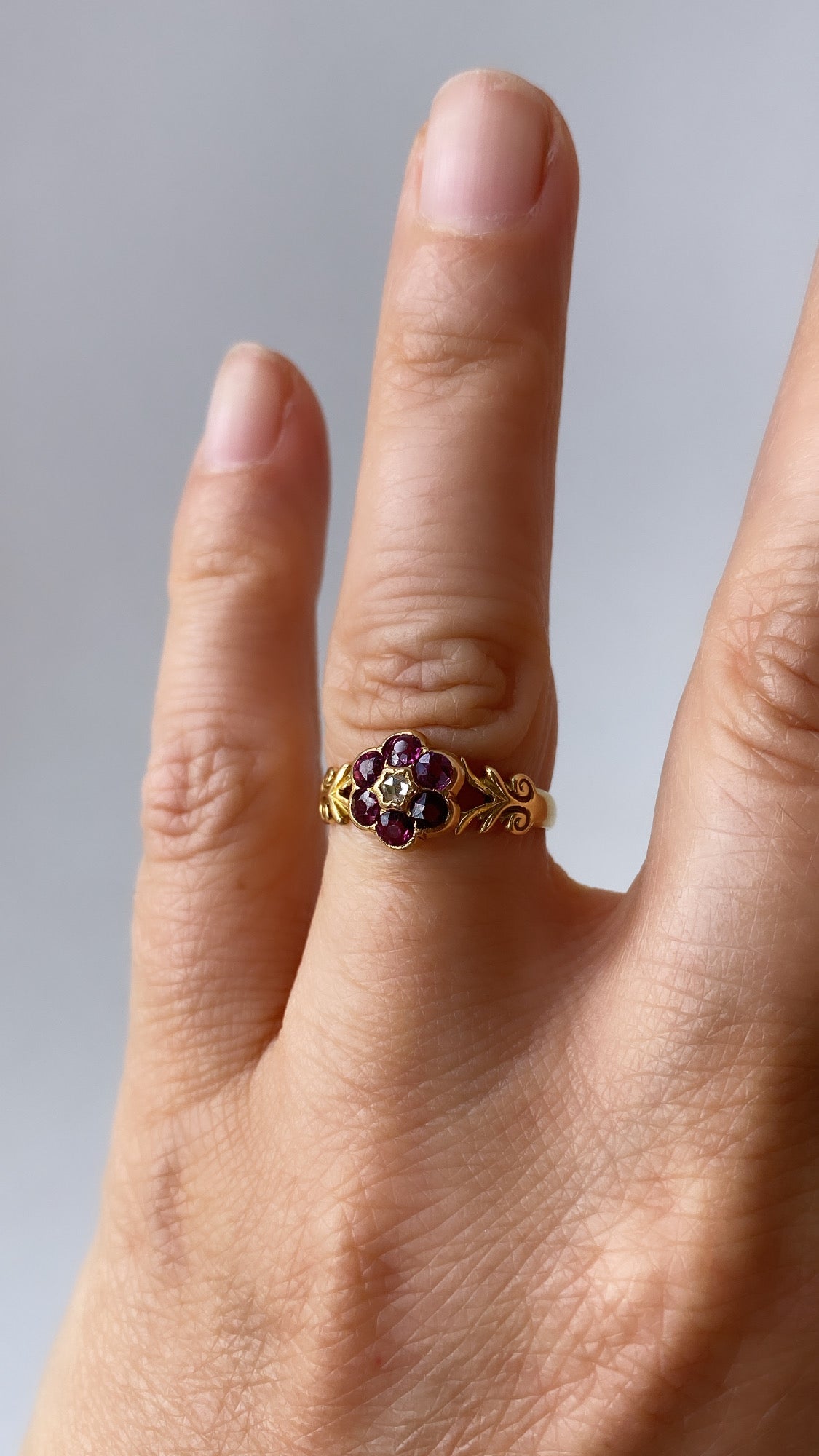 antique ruby and diamond daisy cluster