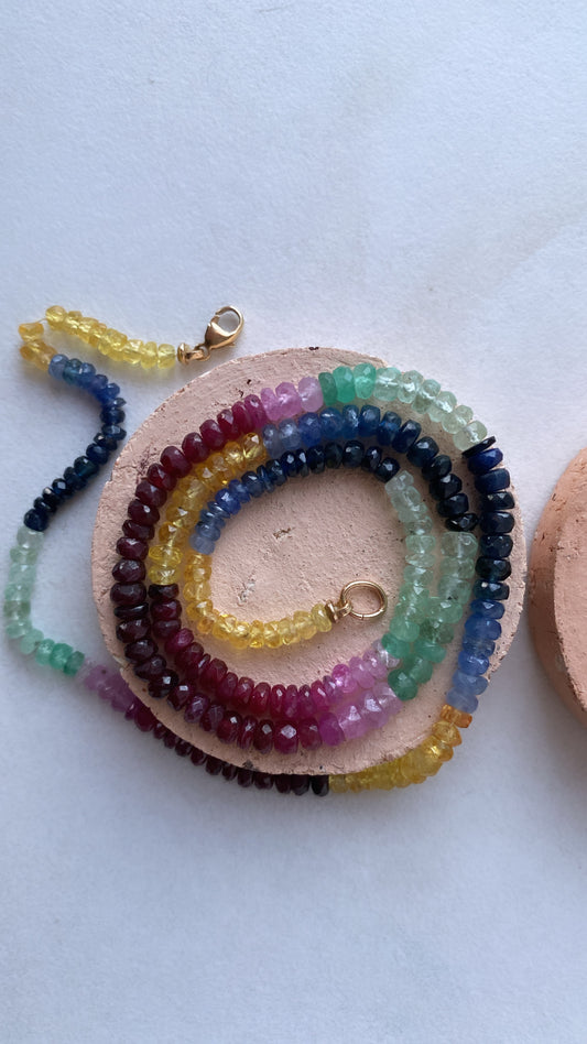 rainbow gem bead necklace