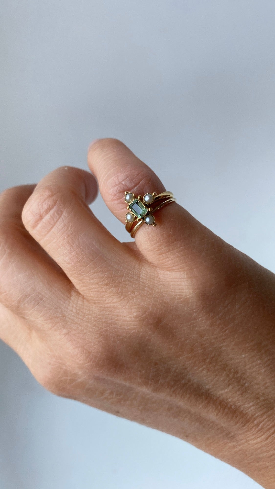 antique emerald and pearl ring