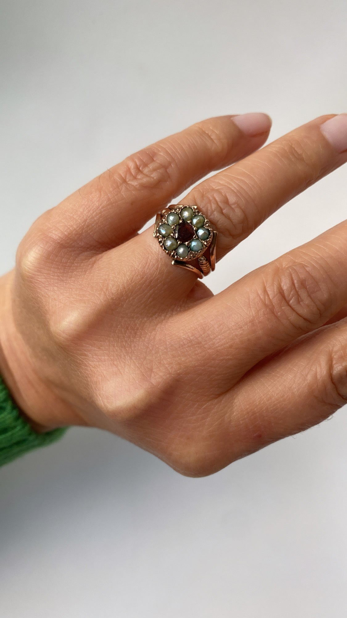 antique garnet and seed pearl cluster