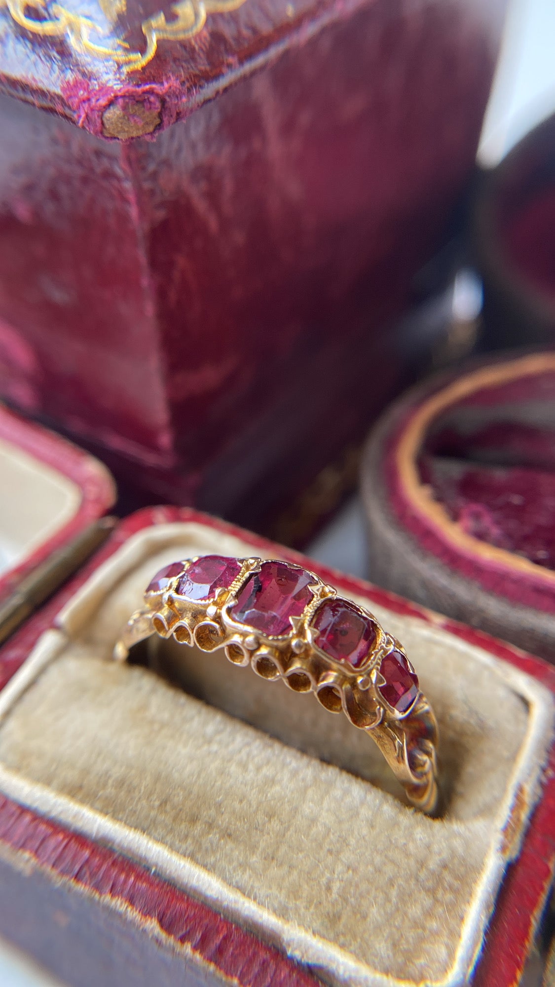 the antique garnet half hoop