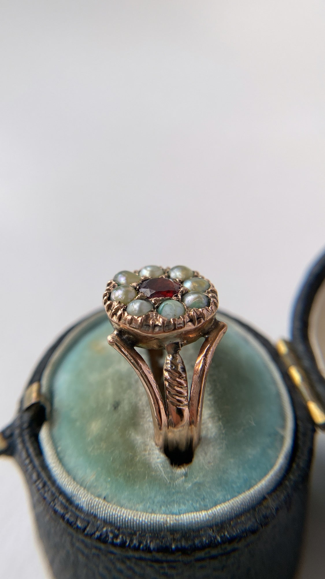 antique garnet and seed pearl cluster