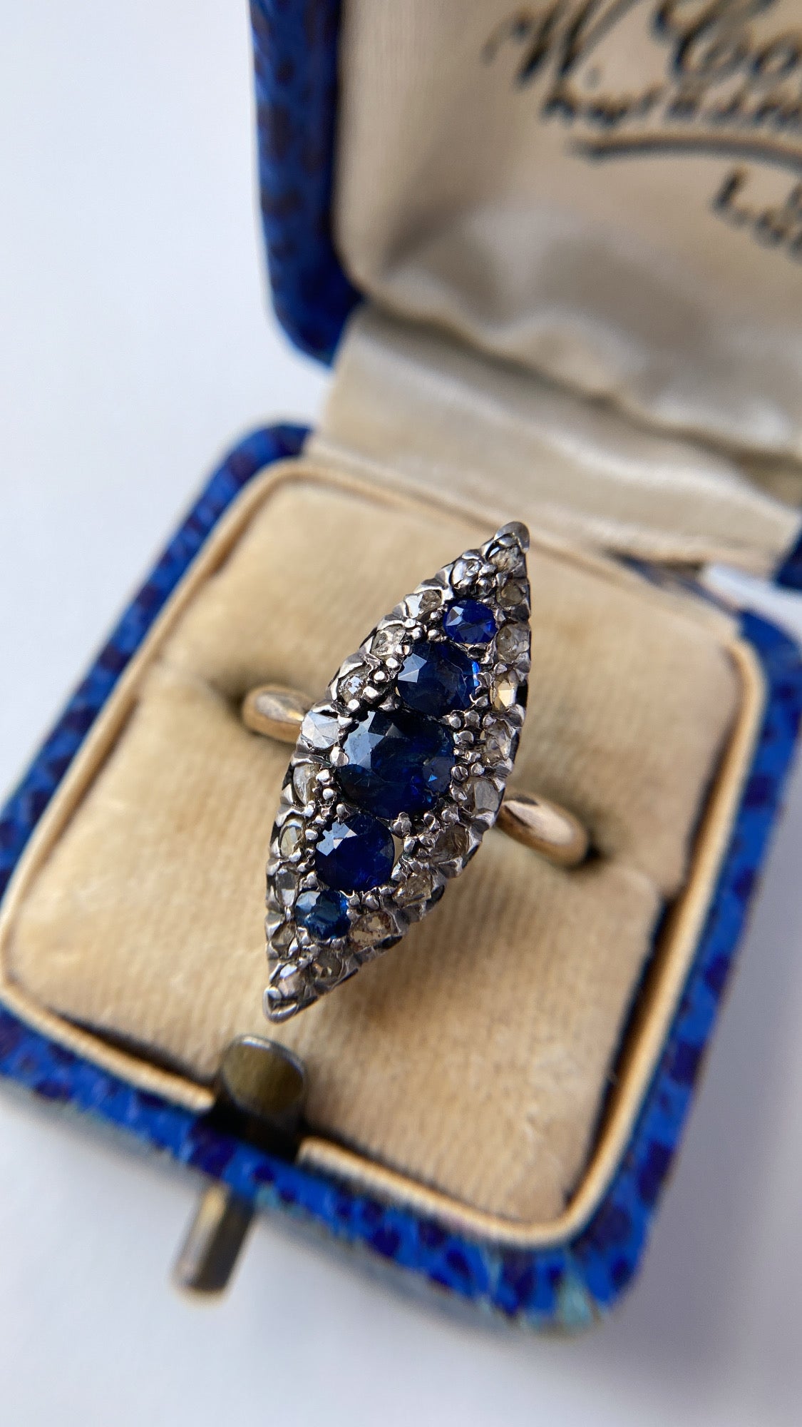 art deco sapphire and diamond navette