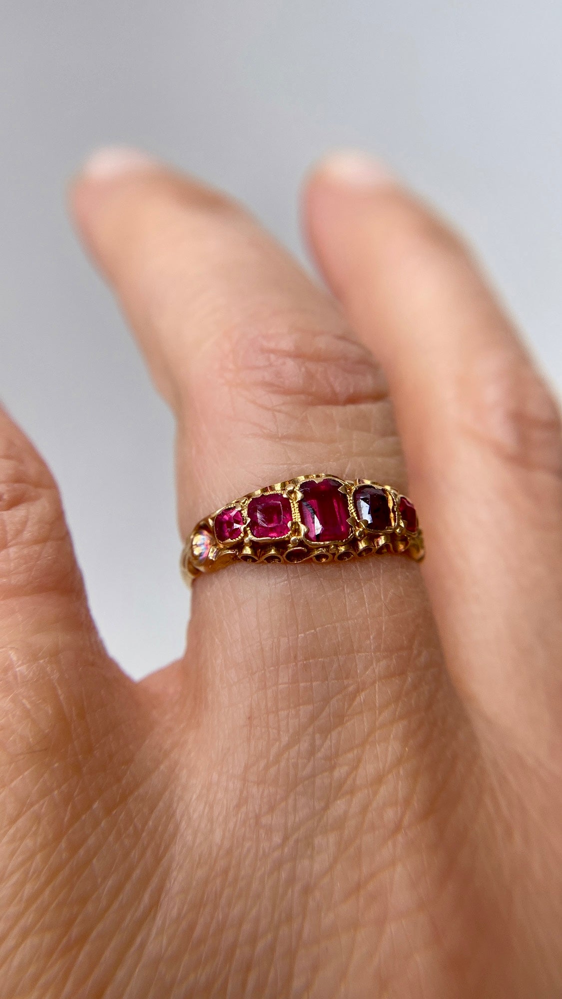 the antique garnet half hoop