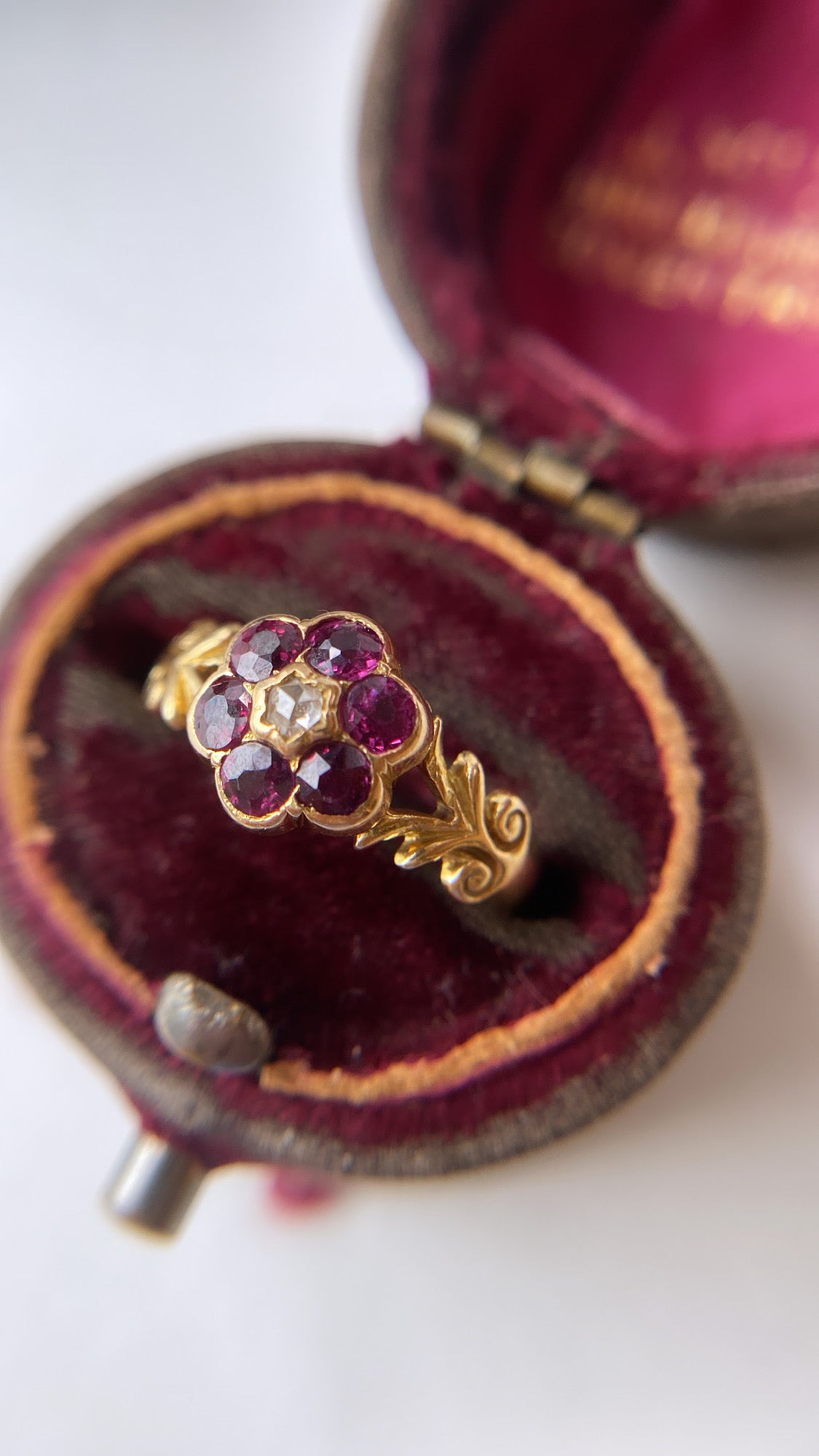 antique ruby and diamond daisy cluster